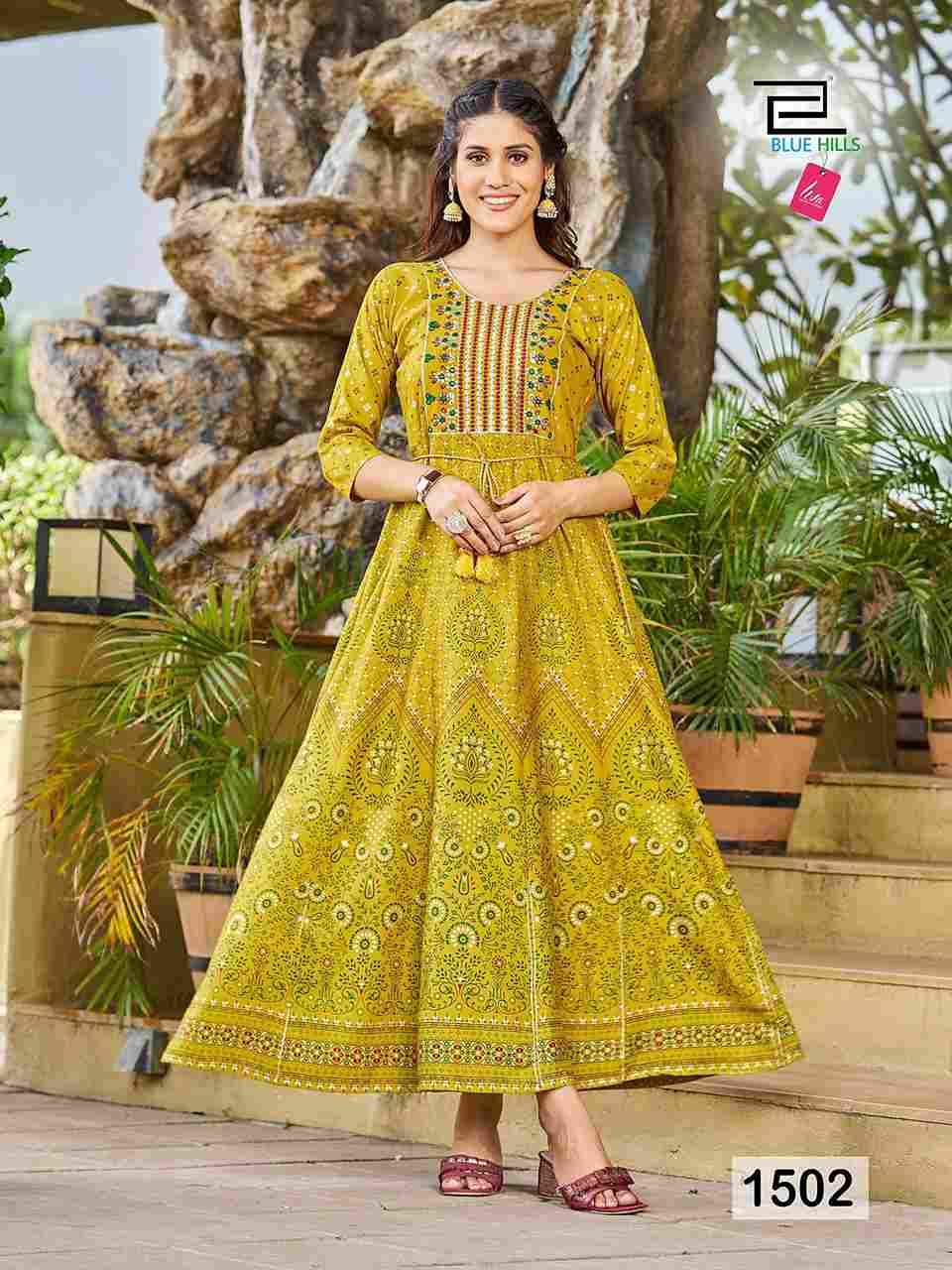 Diwali Night Vol-15 By Blue Hills 1501 To 1508 Series Beautiful Stylish Fancy Colorful Casual Wear & Ethnic Wear Rayon Print Gowns At Wholesale Price