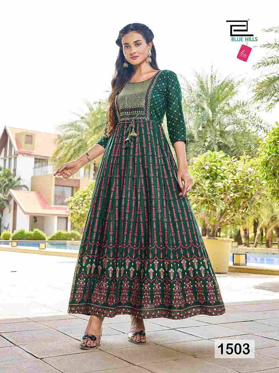 Diwali Night Vol-15 By Blue Hills 1501 To 1508 Series Beautiful Stylish Fancy Colorful Casual Wear & Ethnic Wear Rayon Print Gowns At Wholesale Price