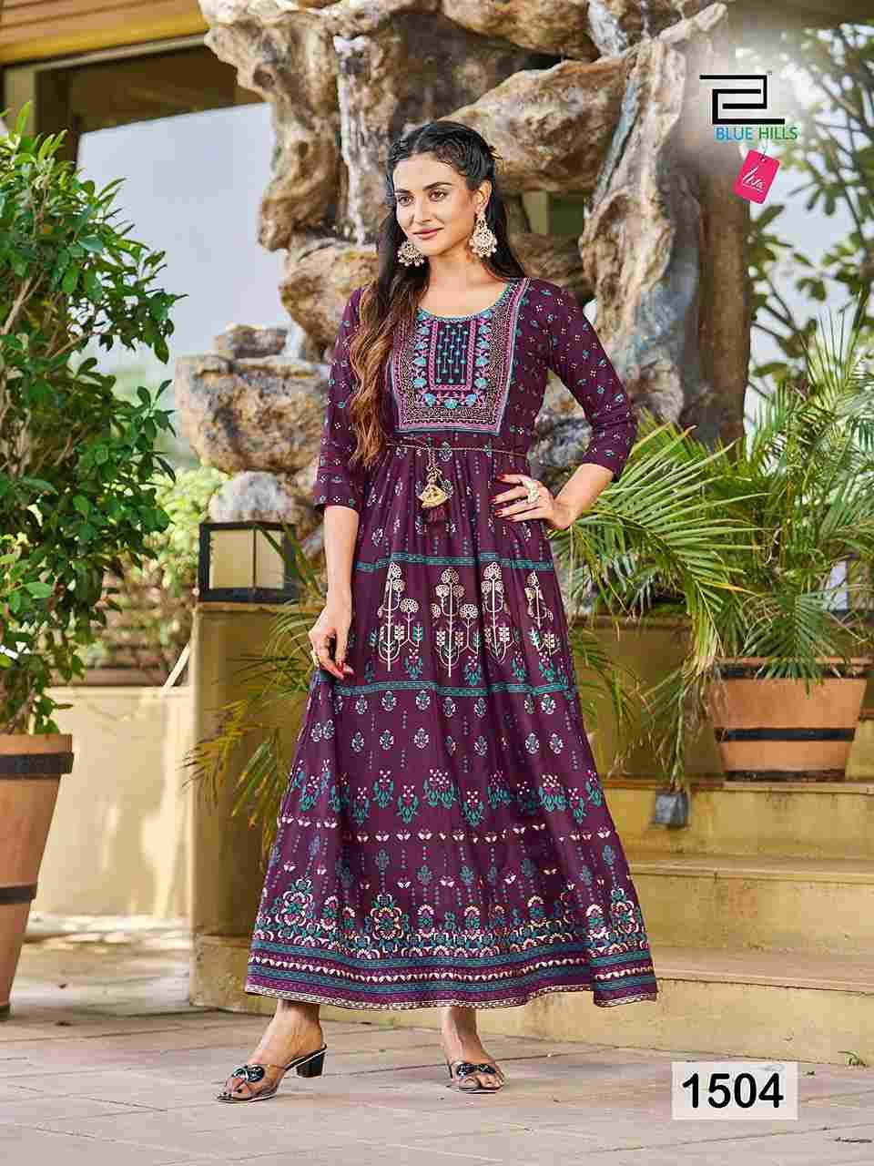 Diwali Night Vol-15 By Blue Hills 1501 To 1508 Series Beautiful Stylish Fancy Colorful Casual Wear & Ethnic Wear Rayon Print Gowns At Wholesale Price