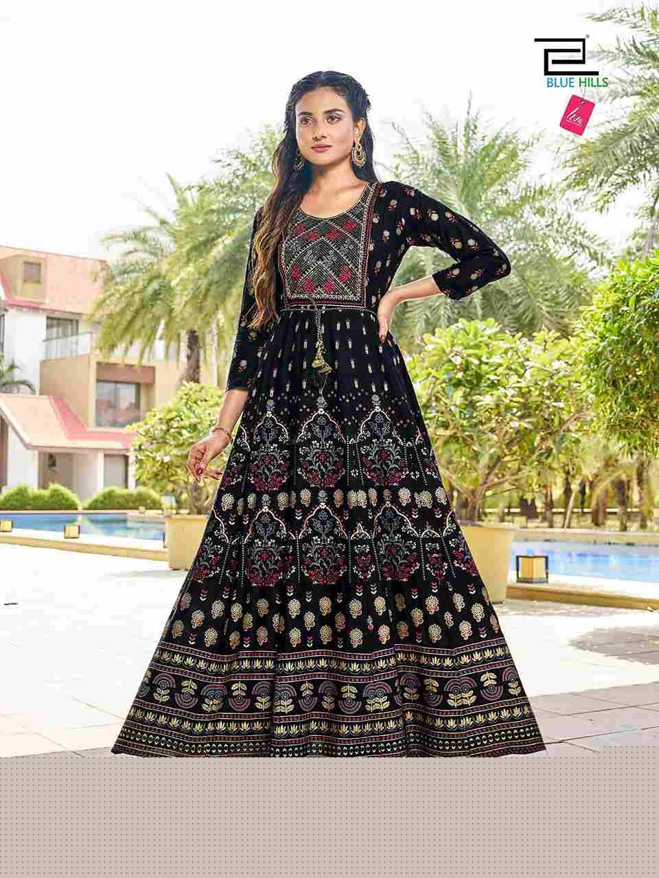 Diwali Night Vol-15 By Blue Hills 1501 To 1508 Series Beautiful Stylish Fancy Colorful Casual Wear & Ethnic Wear Rayon Print Gowns At Wholesale Price