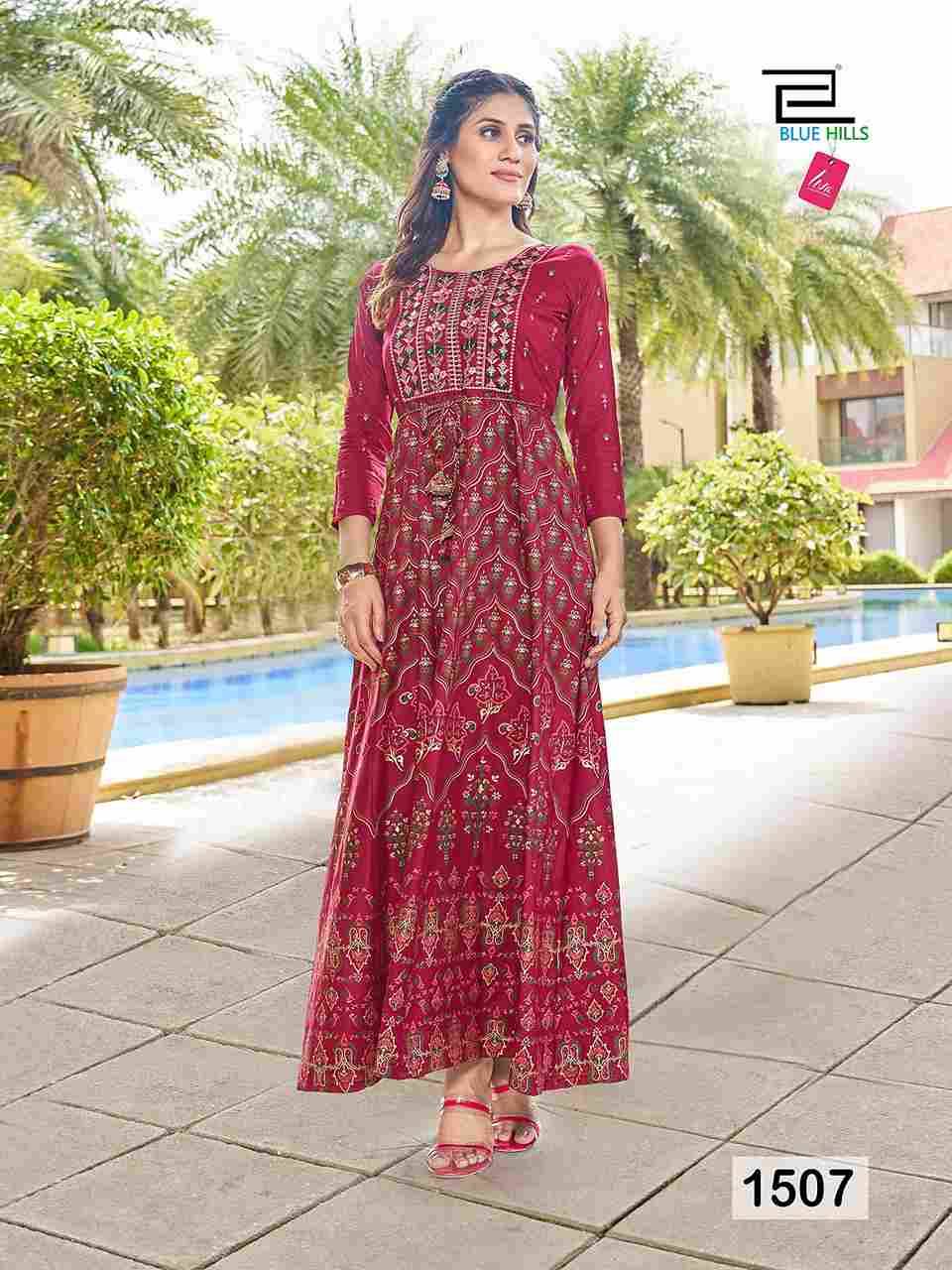 Diwali Night Vol-15 By Blue Hills 1501 To 1508 Series Beautiful Stylish Fancy Colorful Casual Wear & Ethnic Wear Rayon Print Gowns At Wholesale Price