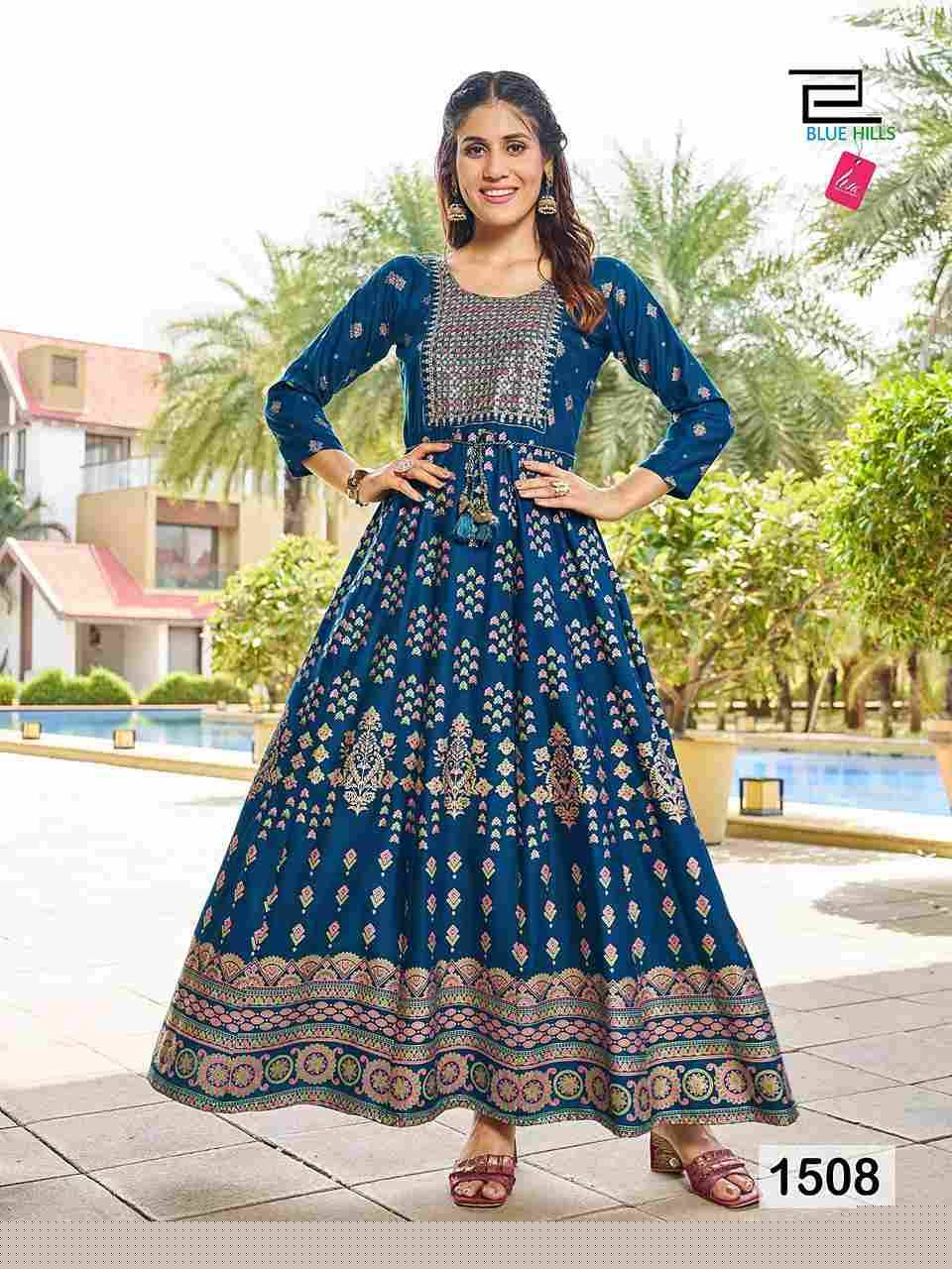 Diwali Night Vol-15 By Blue Hills 1501 To 1508 Series Beautiful Stylish Fancy Colorful Casual Wear & Ethnic Wear Rayon Print Gowns At Wholesale Price