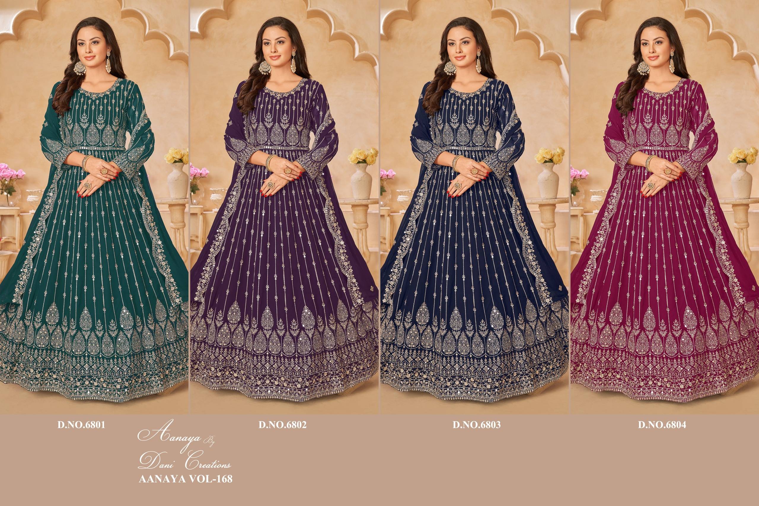 Aanaya Vol-168 By Twisha 6801 To 6804 Series Designer Anarkali Suits Beautiful Stylish Fancy Colorful Party Wear & Occasional Wear Faux Georgette Dresses At Wholesale Price