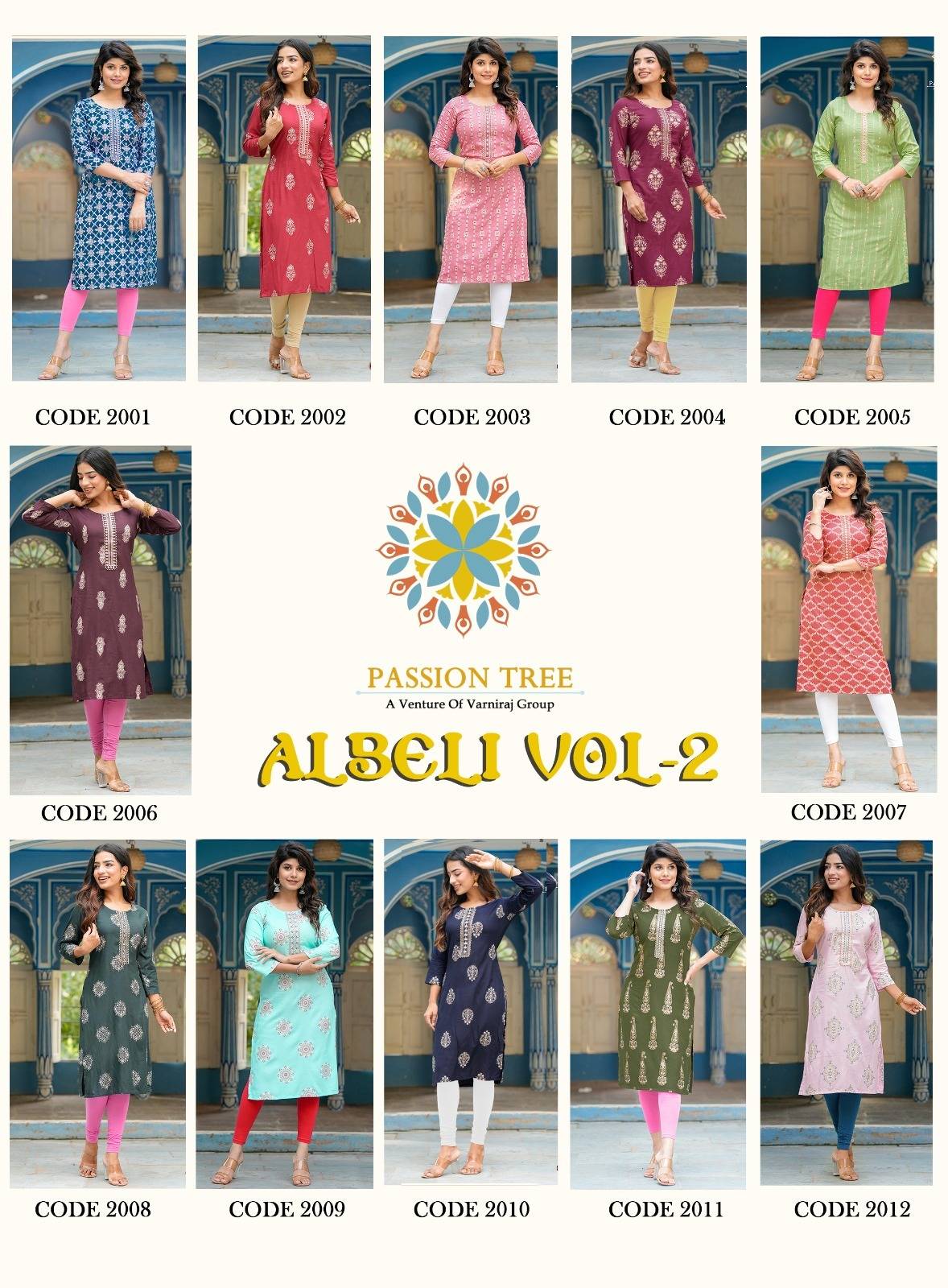 Albeli Vol-2 By Passion Tree 2001 To 2012 Series Designer Stylish Fancy Colorful Beautiful Party Wear & Ethnic Wear Collection Rayon Embroidered Kurtis At Wholesale Price