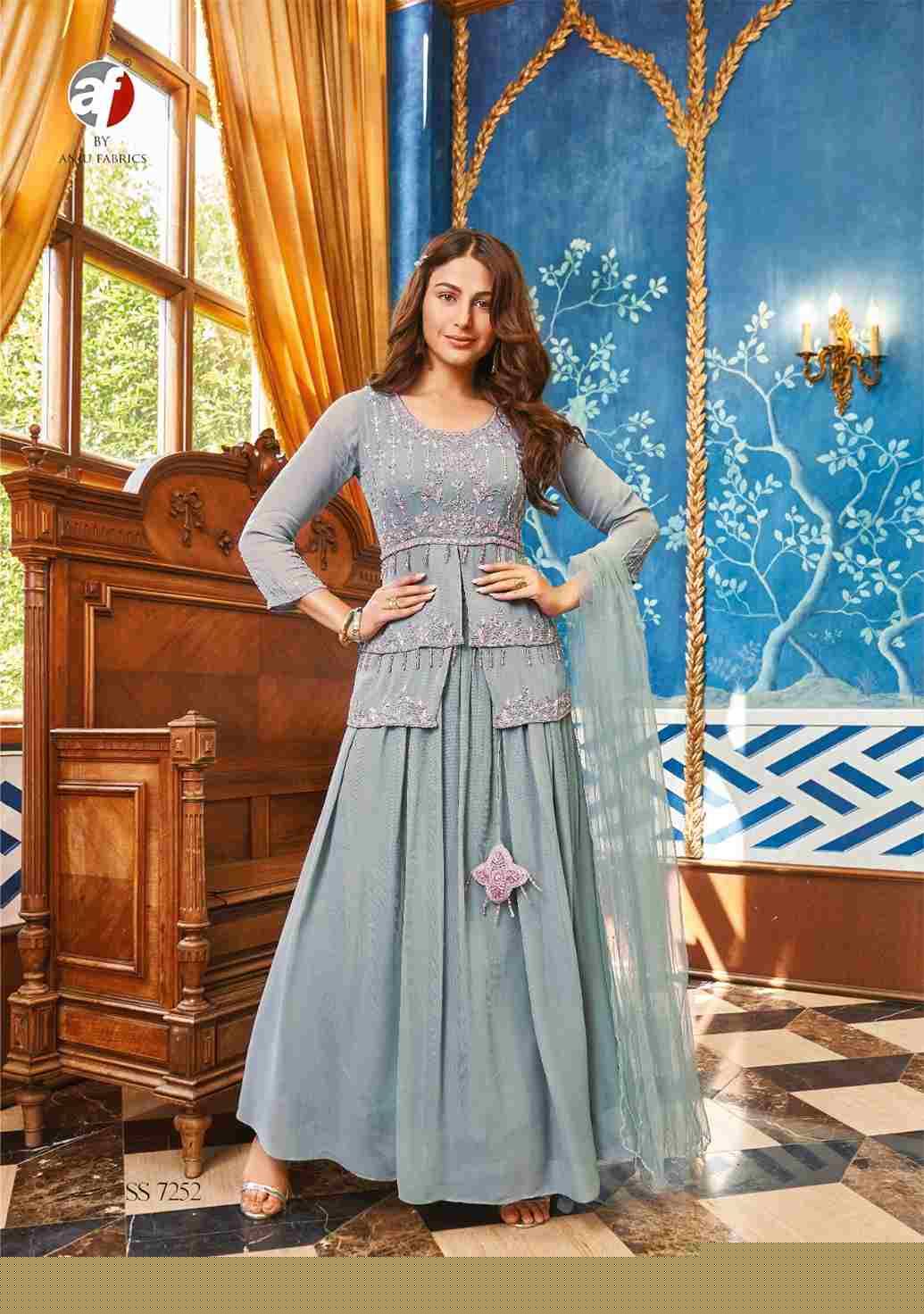 Secret Shadow By Anju Fabrics 7251 To 7254 Series Beautiful Stylish Fancy Colorful Casual Wear & Ethnic Wear Pure Viscose Georgette Foil Tops With Palazzo At Wholesale Price