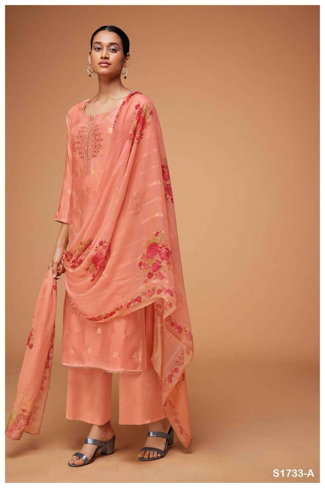 Niharika-1733 By Ganga Fashion 1733-A To 1733-B Series Beautiful Stylish Festive Suits Fancy Colorful Casual Wear & Ethnic Wear & Ready To Wear Premium Viscose Muslin Silk Dresses At Wholesale Price