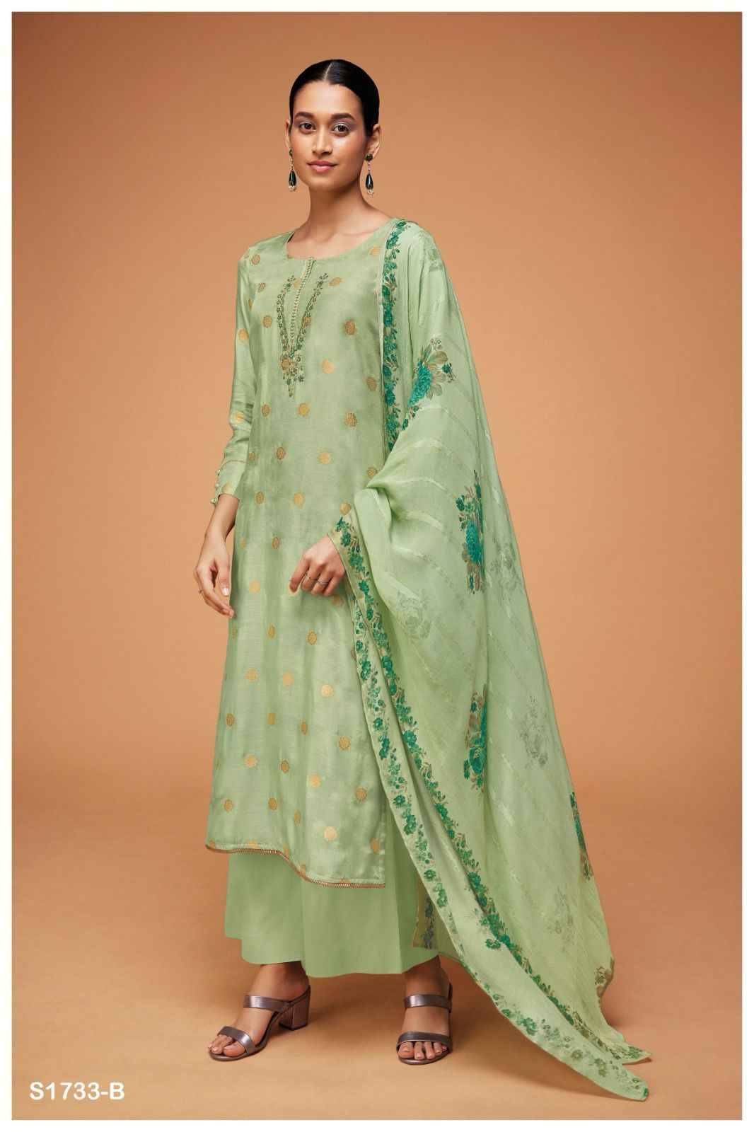 Niharika-1733 By Ganga Fashion 1733-A To 1733-B Series Beautiful Stylish Festive Suits Fancy Colorful Casual Wear & Ethnic Wear & Ready To Wear Premium Viscose Muslin Silk Dresses At Wholesale Price