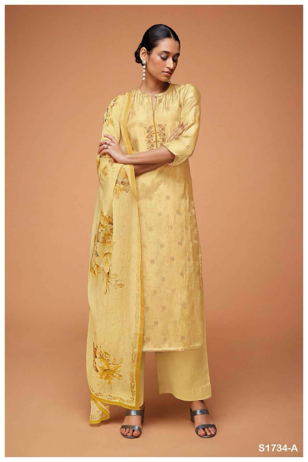 Omisha-1734 By Ganga Fashion 1734-A To 1734-B Series Beautiful Stylish Festive Suits Fancy Colorful Casual Wear & Ethnic Wear & Ready To Wear Premium Viscose Muslin Silk Dresses At Wholesale Price