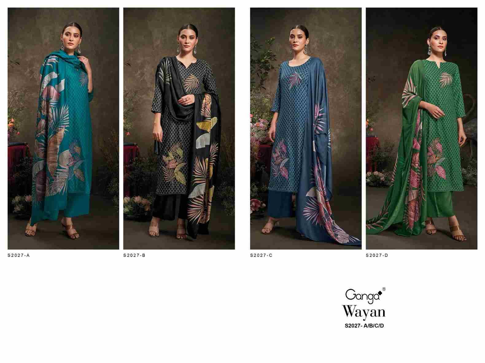 Wayan-2027 By Ganga Fashion 2027-A To 2027-D Series Designer Festive Suits Beautiful Stylish Fancy Colorful Party Wear & Occasional Wear Pure Pashmina Print With Work Dresses At Wholesale Price