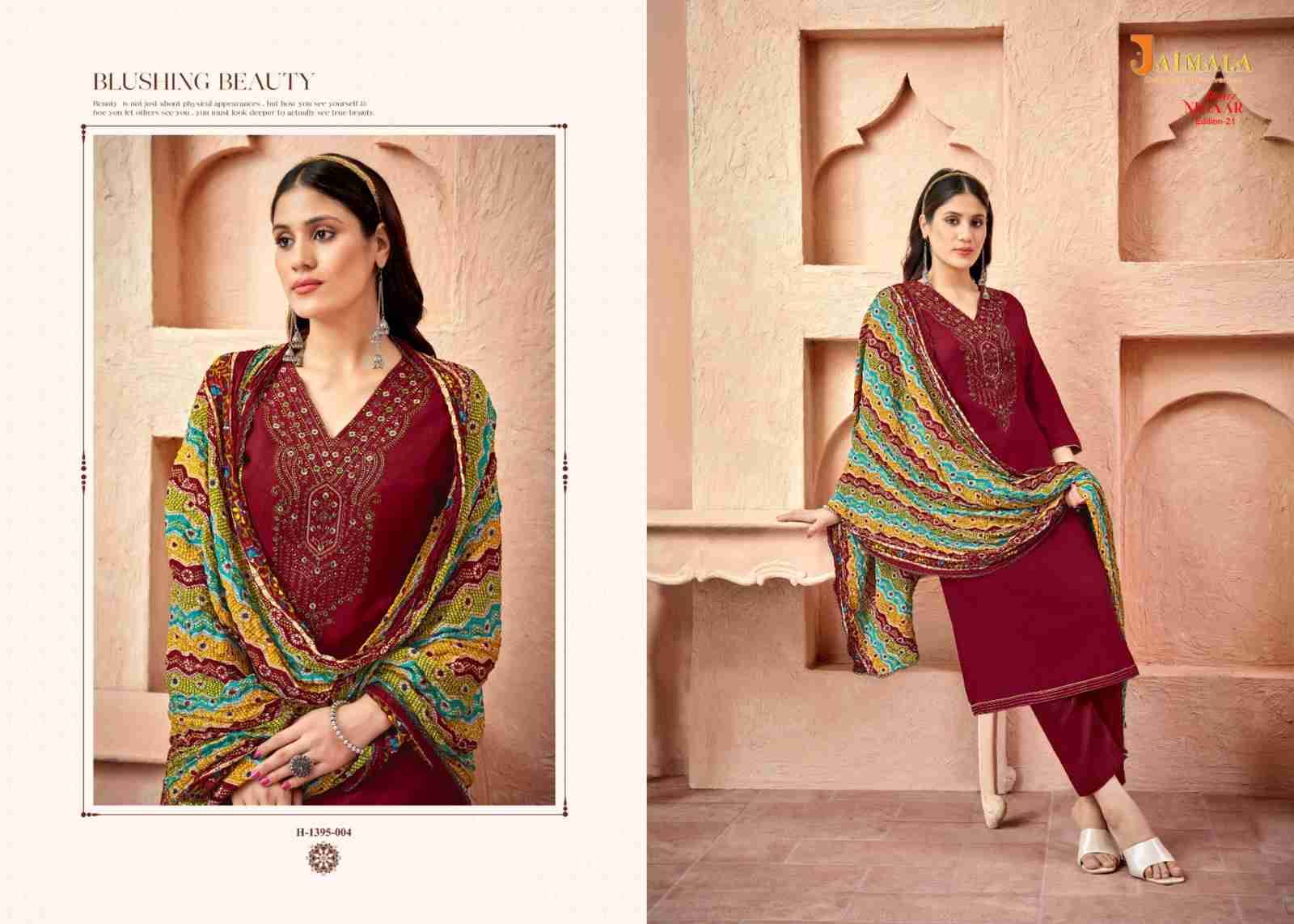 Nigaar Vol-21 By Jaimala 1395-001 To 1395-008 Series Beautiful Festive Suits Colorful Stylish Fancy Casual Wear & Ethnic Wear Pure Rayon Slub With Work Dresses At Wholesale Price