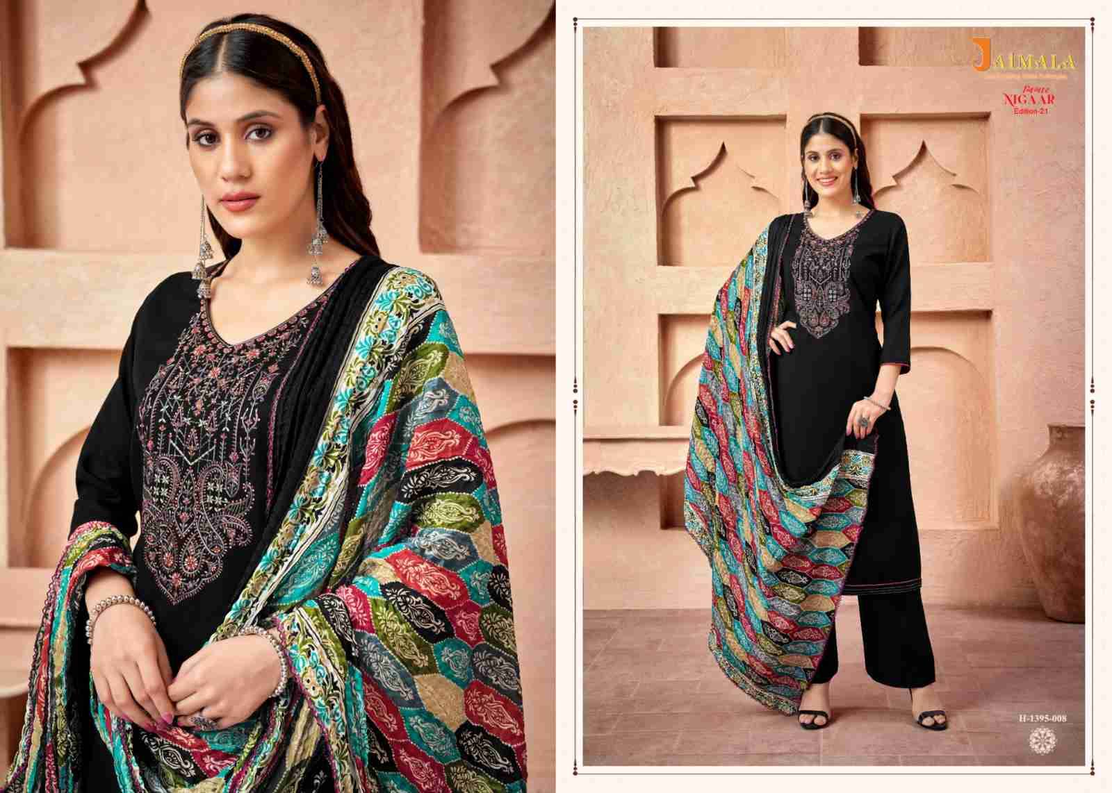 Nigaar Vol-21 By Jaimala 1395-001 To 1395-008 Series Beautiful Festive Suits Colorful Stylish Fancy Casual Wear & Ethnic Wear Pure Rayon Slub With Work Dresses At Wholesale Price
