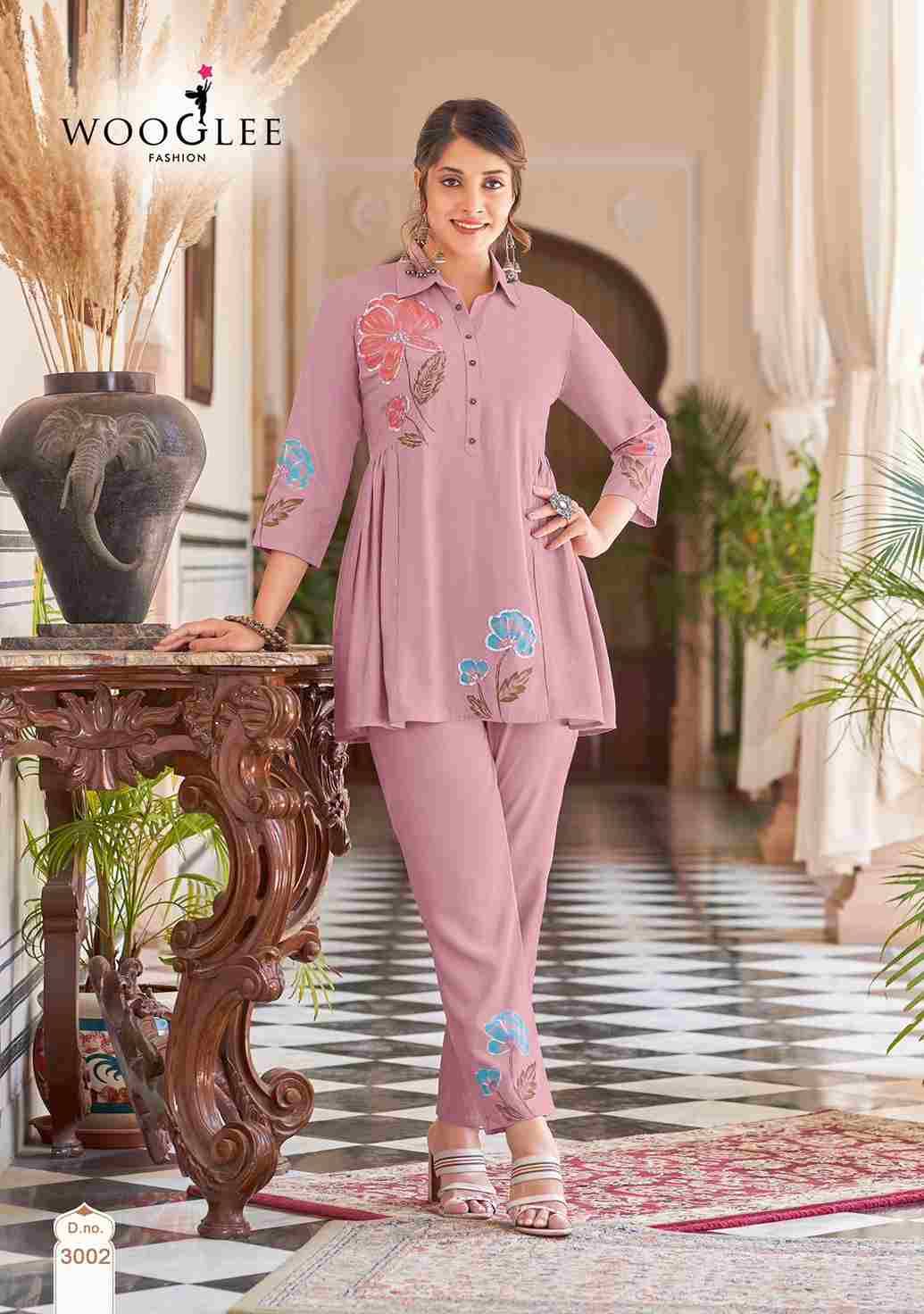 Tulips By Wooglee 3001 To 3004 Series Designer Stylish Fancy Colorful Beautiful Party Wear & Ethnic Wear Collection Heavy Rayon Co-Ord At Wholesale Price