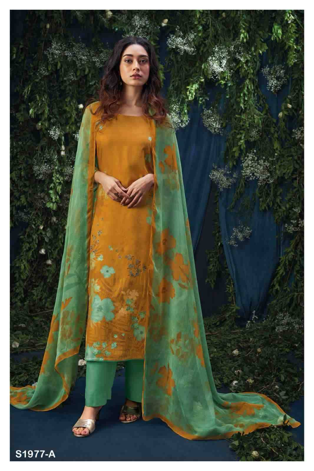 Ginny-1977 By Ganga Fashion 1977-A To 1977-D Series Beautiful Festive Suits Stylish Fancy Colorful Party Wear & Occasional Wear Premium Pashmin Print With Embroidered Dresses At Wholesale Price