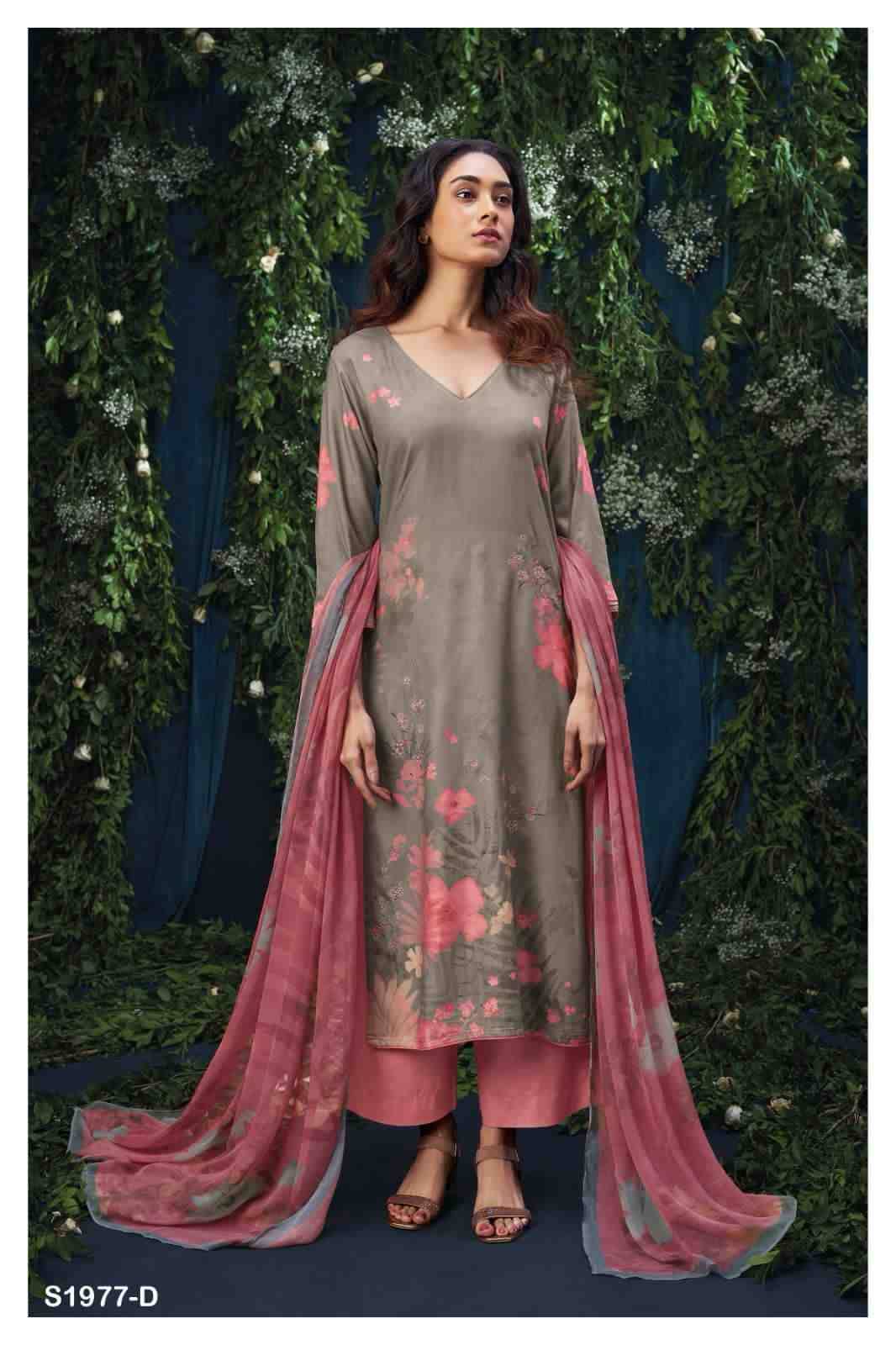 Ginny-1977 By Ganga Fashion 1977-A To 1977-D Series Beautiful Festive Suits Stylish Fancy Colorful Party Wear & Occasional Wear Premium Pashmin Print With Embroidered Dresses At Wholesale Price