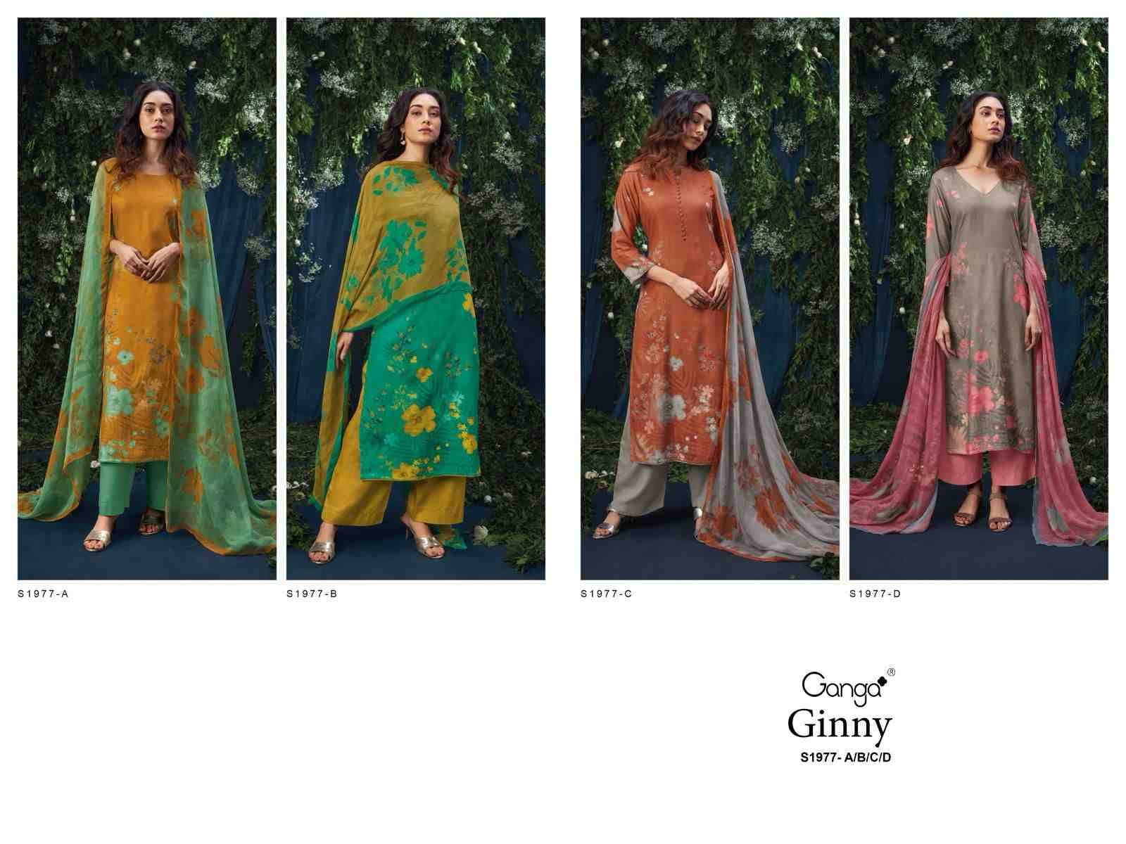 Ginny-1977 By Ganga Fashion 1977-A To 1977-D Series Beautiful Festive Suits Stylish Fancy Colorful Party Wear & Occasional Wear Premium Pashmin Print With Embroidered Dresses At Wholesale Price