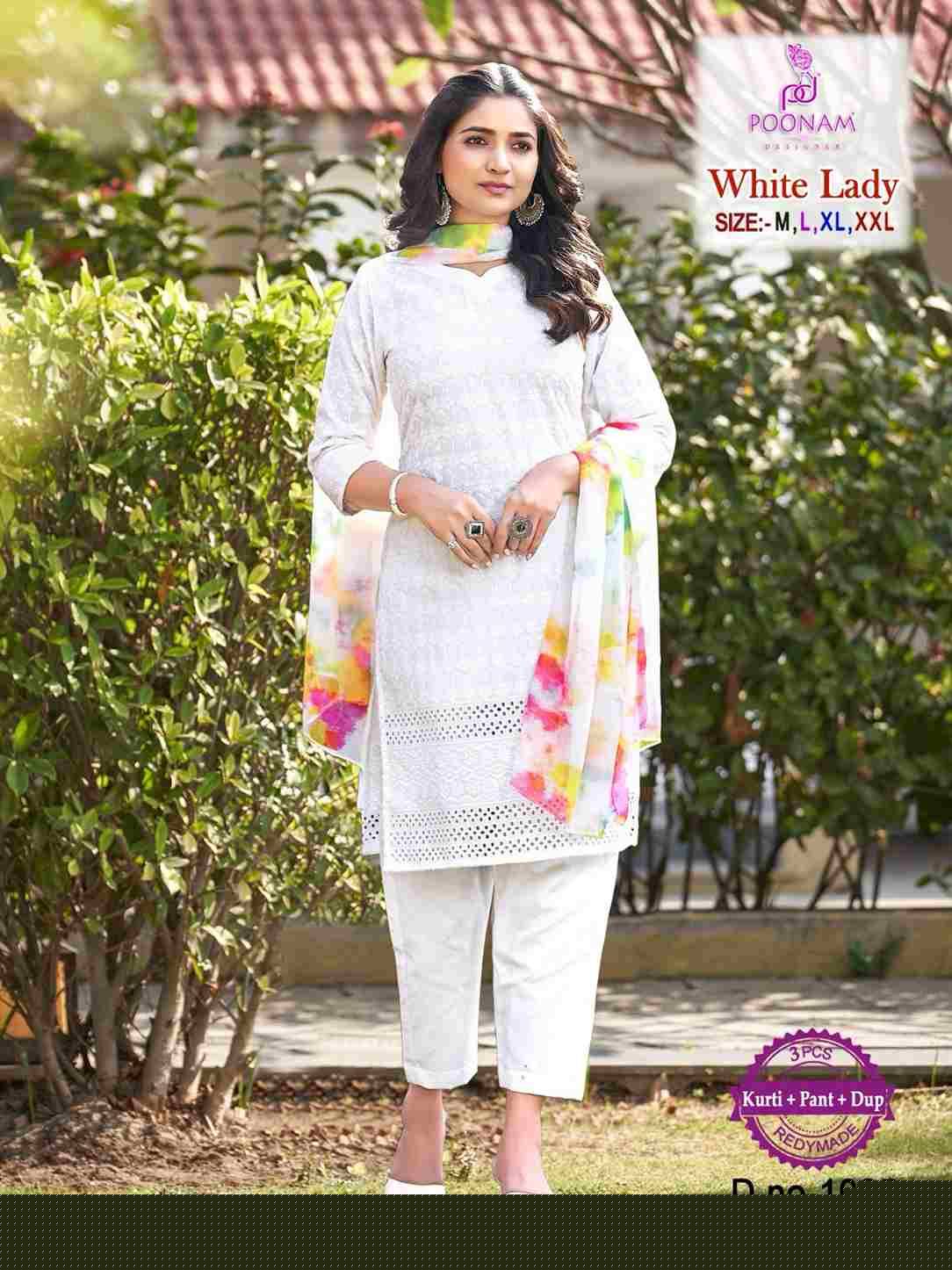 White Lady By Poonam Designer 1001 To 1008 Series Beautiful Festive Suits Stylish Fancy Colorful Party Wear & Occasional Wear Cotton Embroidered Dresses At Wholesale Price