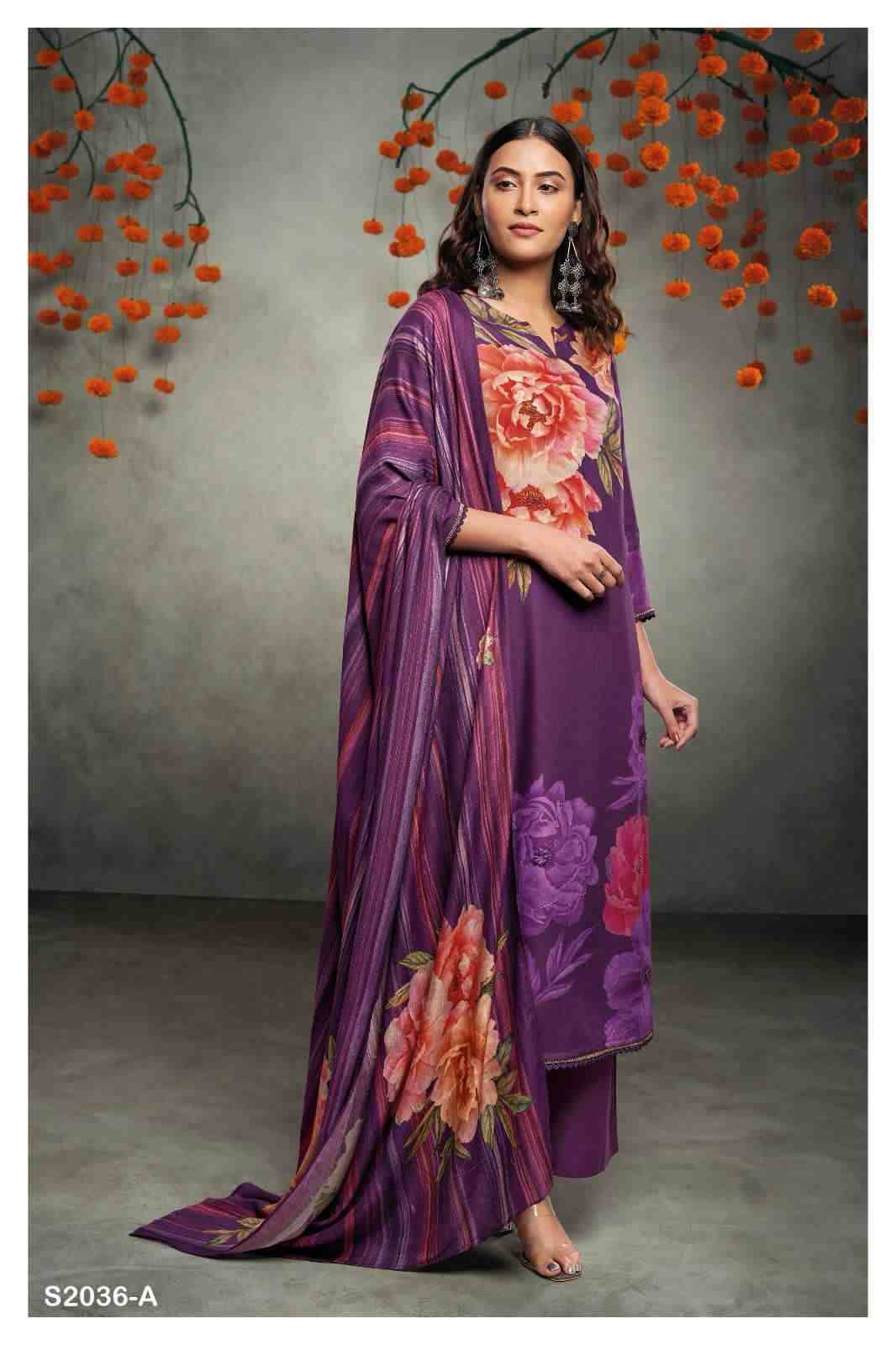 Sadhya-2036 By Ganga Fashion 2036-A To 2036-D Series Beautiful Festive Suits Stylish Fancy Colorful Party Wear & Occasional Wear Premium Pashmin Print With Embroidered Dresses At Wholesale Price