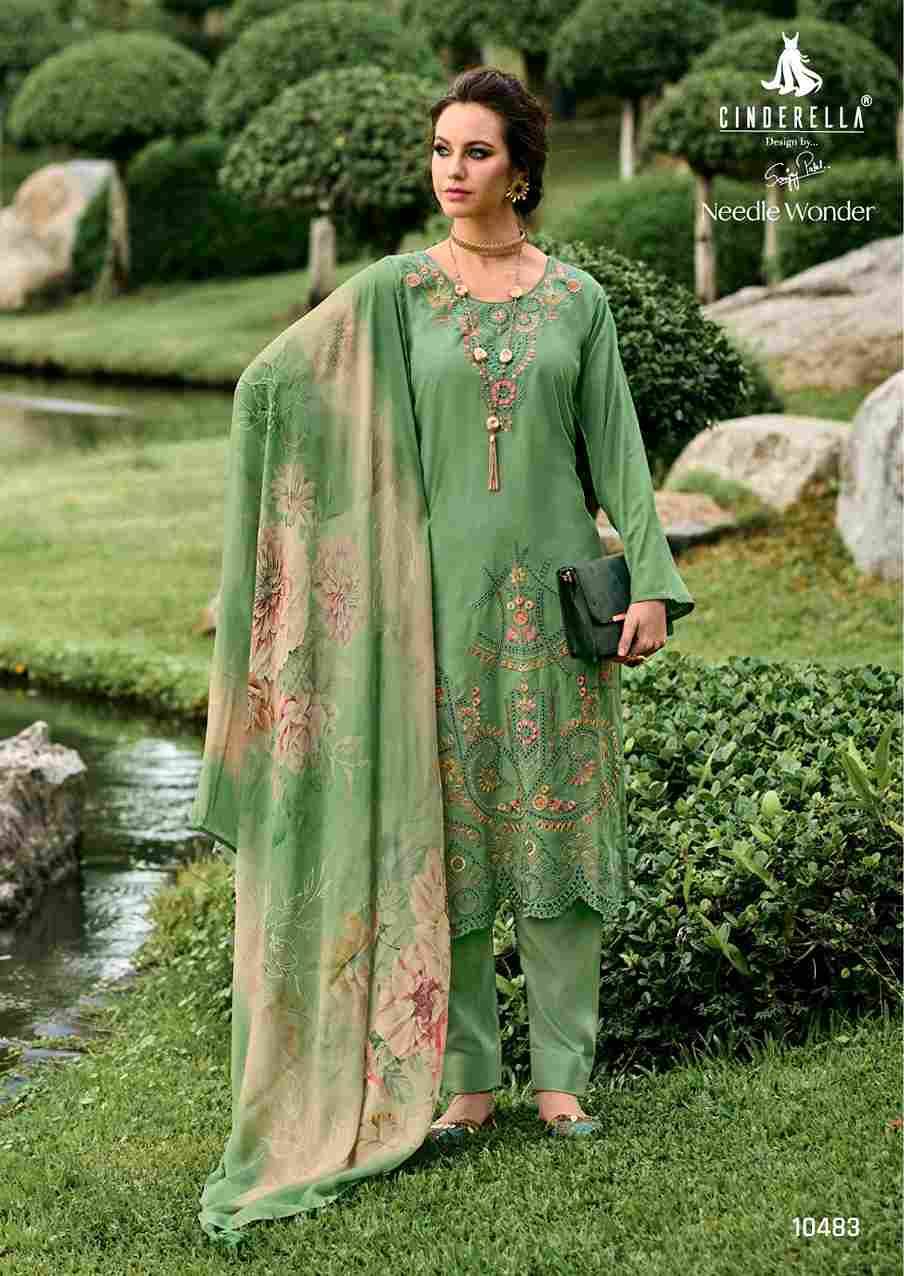 Needle Wonder By Cinderella 10481 To 10486 Series Beautiful Festive Suits Stylish Fancy Colorful Party Wear & Occasional Wear Premium Viscose Pashmin Print With Embroidered Dresses At Wholesale Price