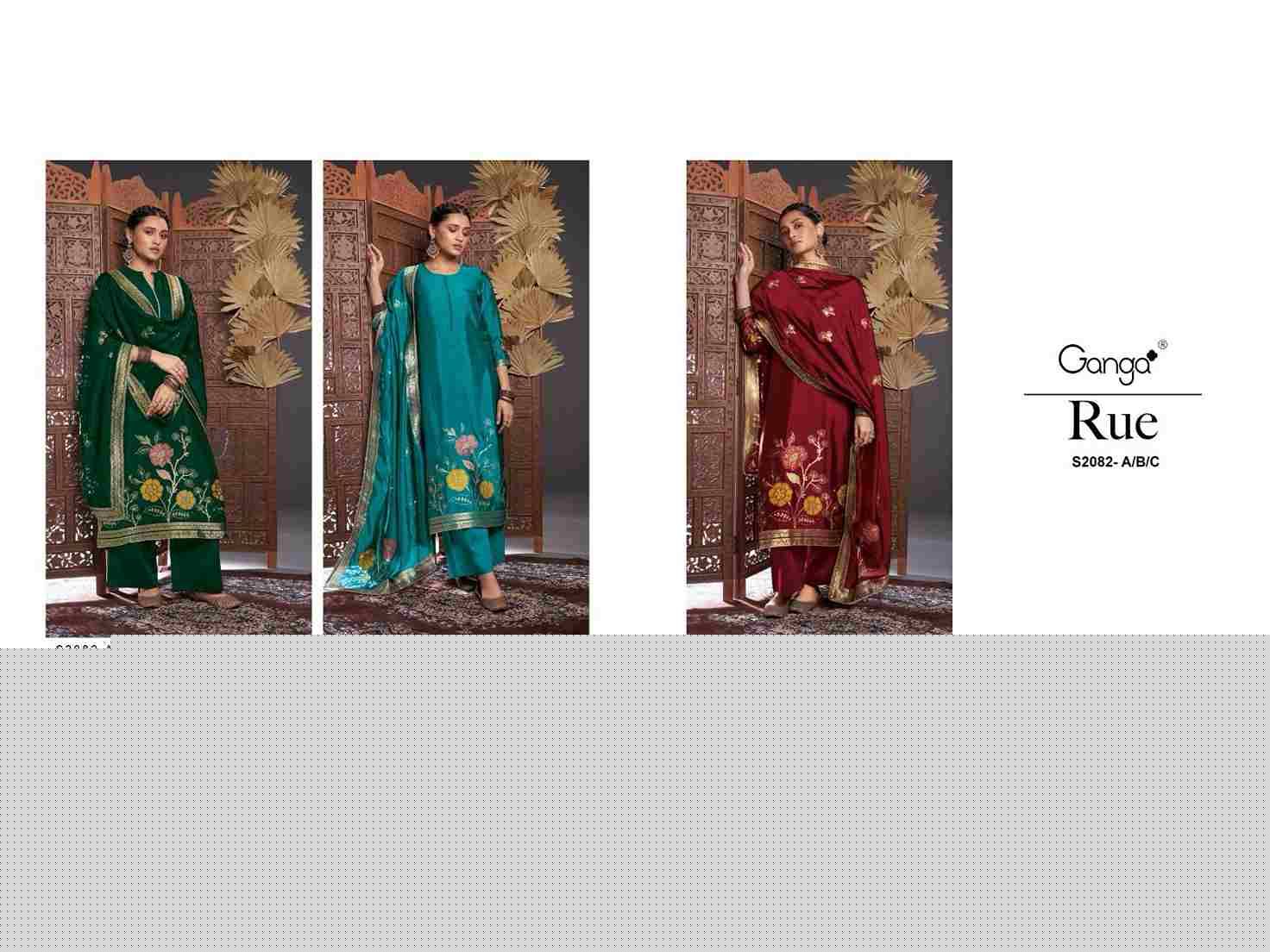 Rue-2082 By Ganga Fashion 2082-A To 2082-C Series Beautiful Festive Suits Stylish Fancy Colorful Party Wear & Occasional Wear Premium Viscose Silk Dresses At Wholesale Price