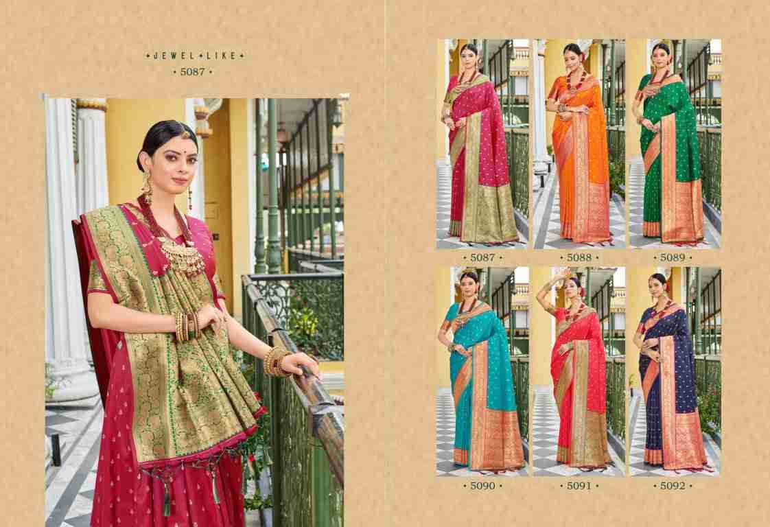 Abhi Silk By Sangam Prints 5087 To 5092 Series Indian Traditional Wear Collection Beautiful Stylish Fancy Colorful Party Wear & Occasional Wear Banarasi Silk Sarees At Wholesale Price