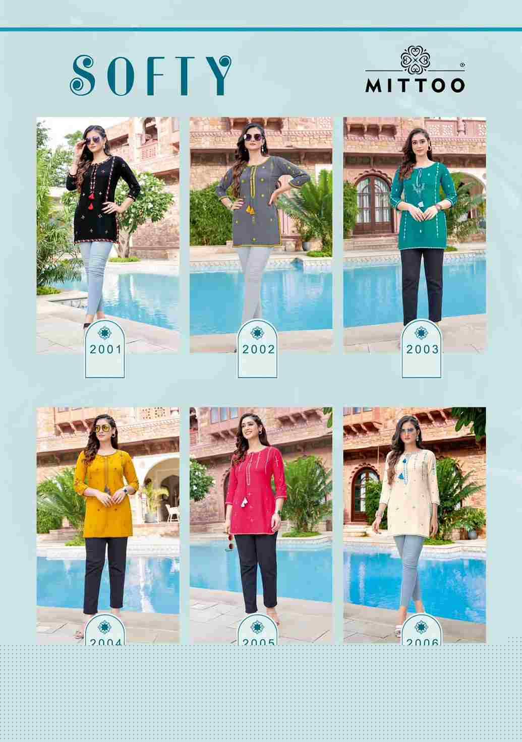 Softy By Mittoo 2001 To 2006 Series Designer Stylish Fancy Colorful Beautiful Party Wear & Ethnic Wear Collection Rayon Embroidery Tops At Wholesale Price