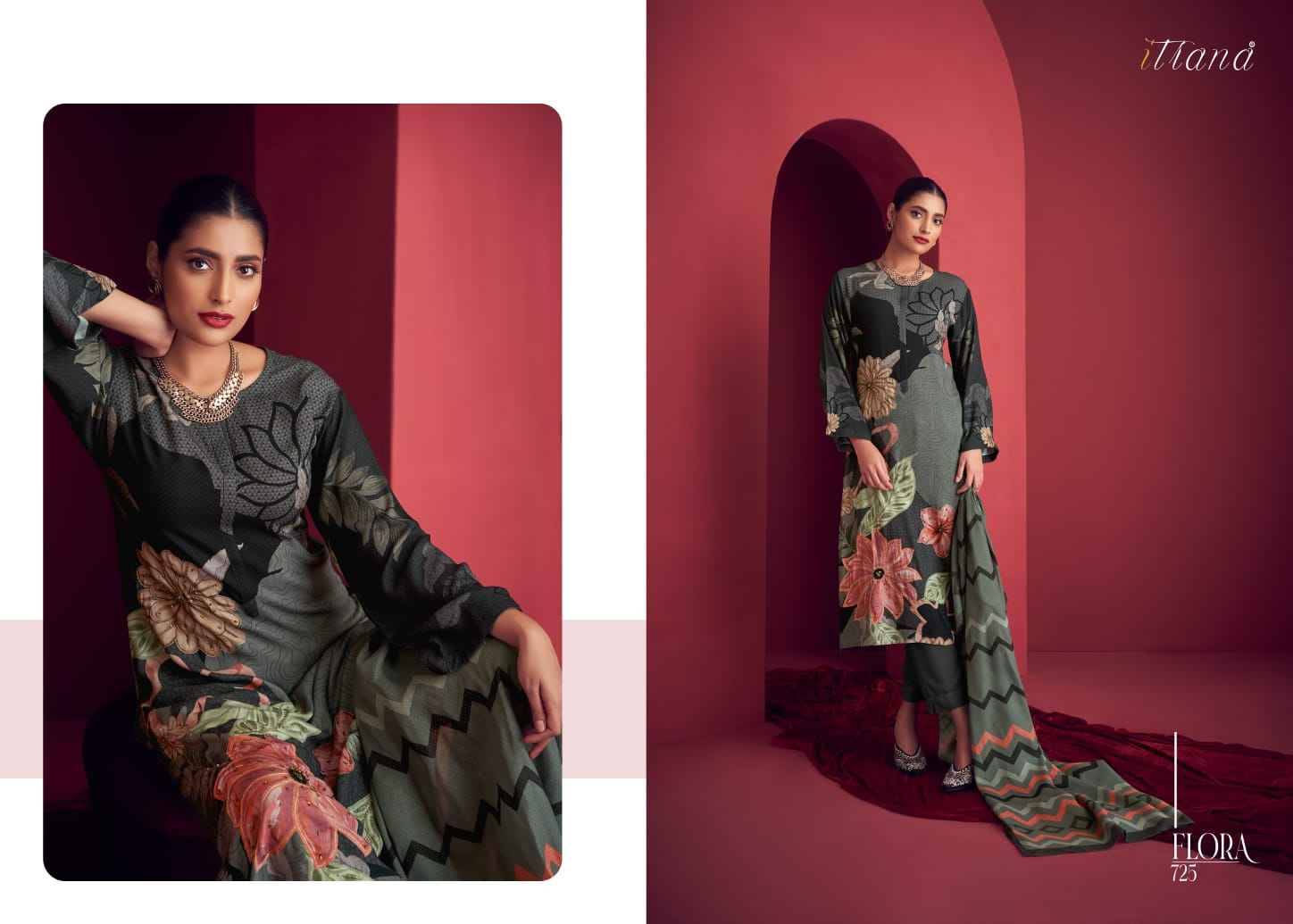 Flora By Itrana Beautiful Stylish Festive Suits Fancy Colorful Casual Wear & Ethnic Wear & Ready To Wear Staple Twill Print Dresses At Wholesale Price