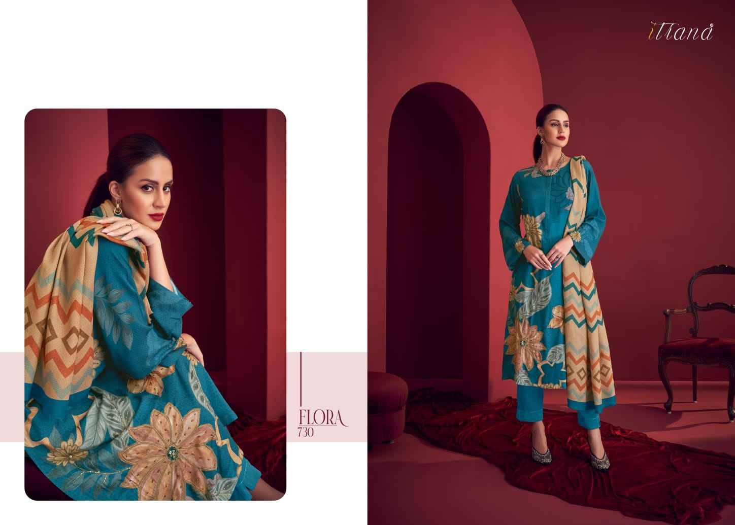 Flora By Itrana Beautiful Stylish Festive Suits Fancy Colorful Casual Wear & Ethnic Wear & Ready To Wear Staple Twill Print Dresses At Wholesale Price