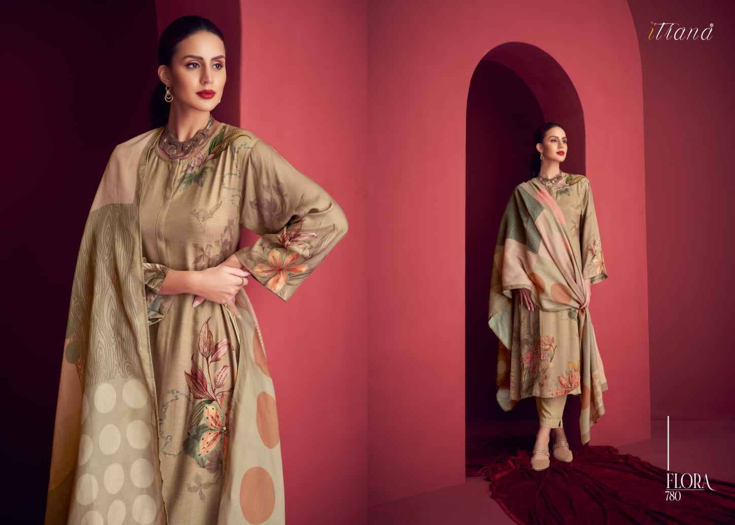 Flora By Itrana Beautiful Stylish Festive Suits Fancy Colorful Casual Wear & Ethnic Wear & Ready To Wear Staple Twill Print Dresses At Wholesale Price