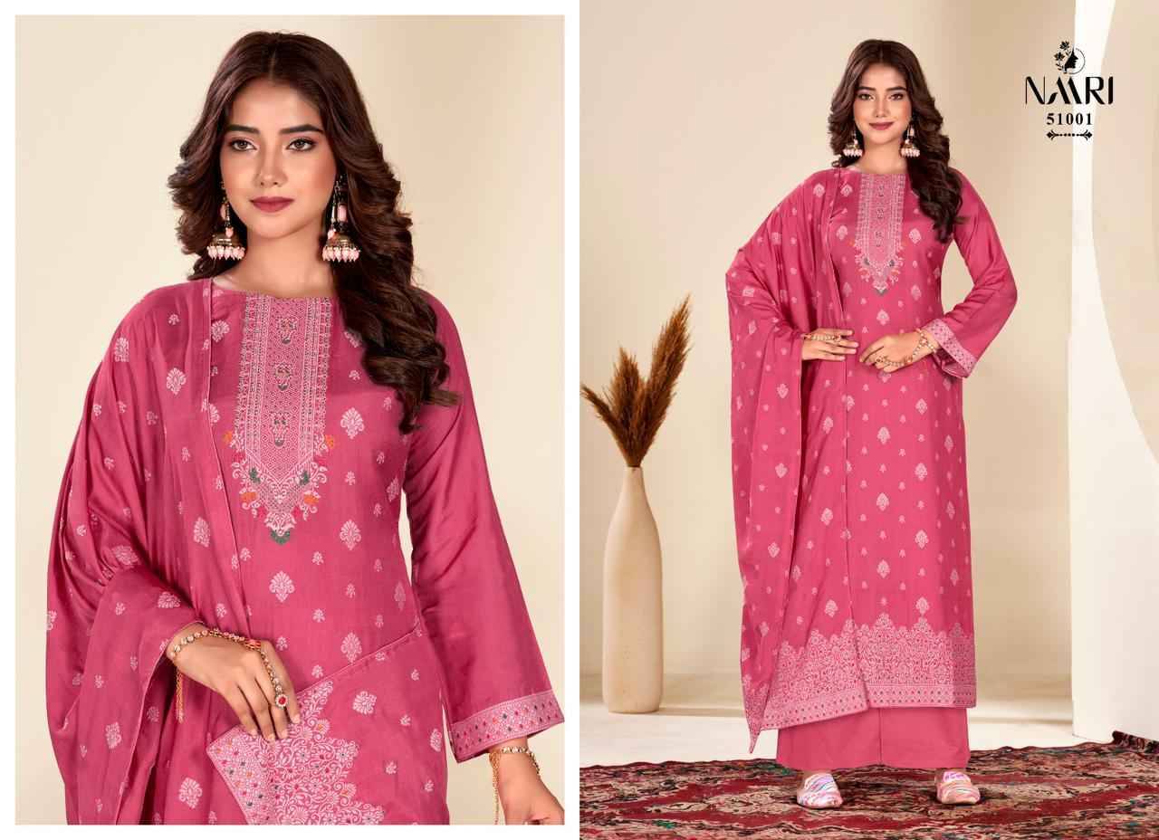 Vistara By Naari 51001 To 51004 Series Beautiful Stylish Festive Suits Fancy Colorful Casual Wear & Ethnic Wear & Ready To Wear Pure Muslin Jacquard Dresses At Wholesale Price