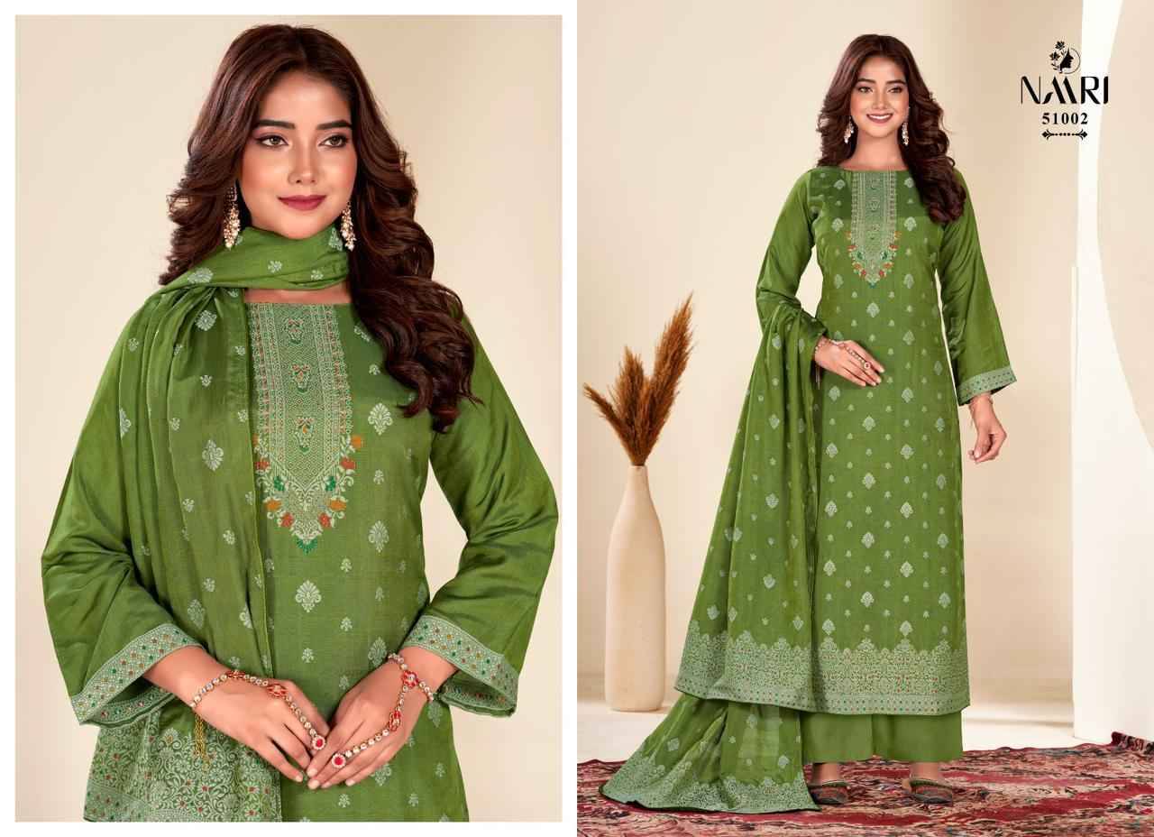 Vistara By Naari 51001 To 51004 Series Beautiful Stylish Festive Suits Fancy Colorful Casual Wear & Ethnic Wear & Ready To Wear Pure Muslin Jacquard Dresses At Wholesale Price