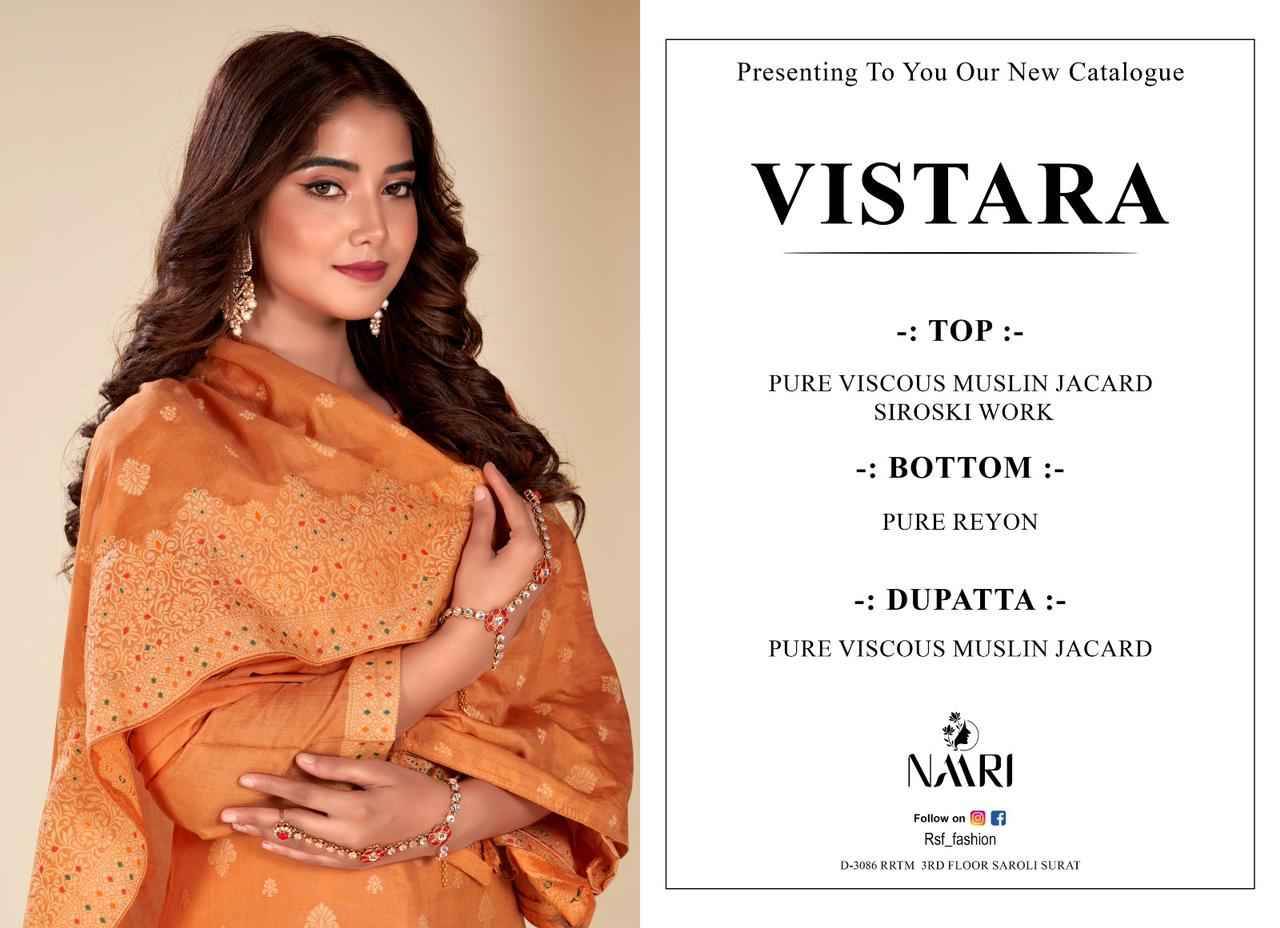 Vistara By Naari 51001 To 51004 Series Beautiful Stylish Festive Suits Fancy Colorful Casual Wear & Ethnic Wear & Ready To Wear Pure Muslin Jacquard Dresses At Wholesale Price