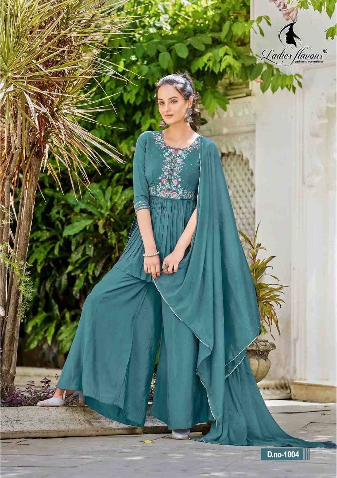 Aarzoo By Ladies Flavour 1001 To 1004 Series Beautiful Stylish Suits Fancy Colorful Casual Wear & Ethnic Wear & Ready To Wear Heavy Chanderi Silk Dresses At Wholesale Price