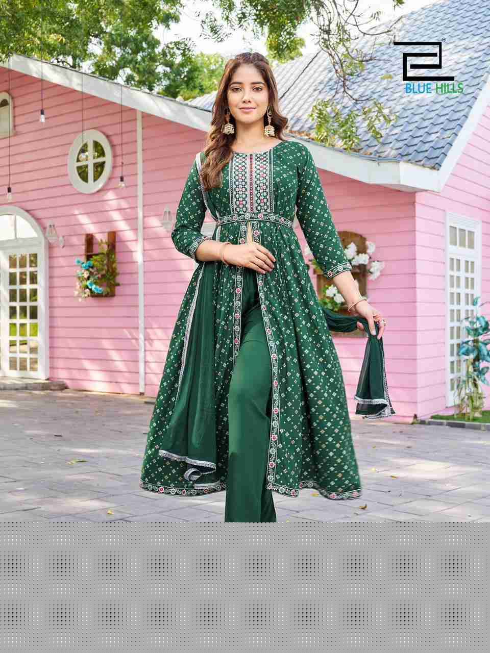 Fashion Reel Vol-1 By Blue Hills 1001 To 1008 Series Beautiful Stylish Suits Fancy Colorful Casual Wear & Ethnic Wear & Ready To Wear Rayon Foil Print Dresses At Wholesale Price