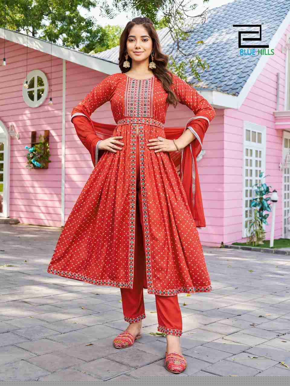 Fashion Reel Vol-1 By Blue Hills 1001 To 1008 Series Beautiful Stylish Suits Fancy Colorful Casual Wear & Ethnic Wear & Ready To Wear Rayon Foil Print Dresses At Wholesale Price