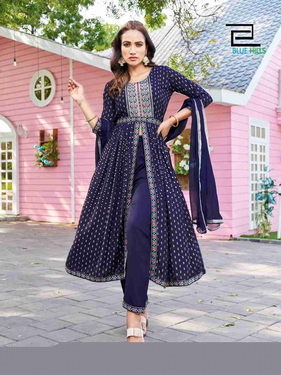 Fashion Reel Vol-1 By Blue Hills 1001 To 1008 Series Beautiful Stylish Suits Fancy Colorful Casual Wear & Ethnic Wear & Ready To Wear Rayon Foil Print Dresses At Wholesale Price