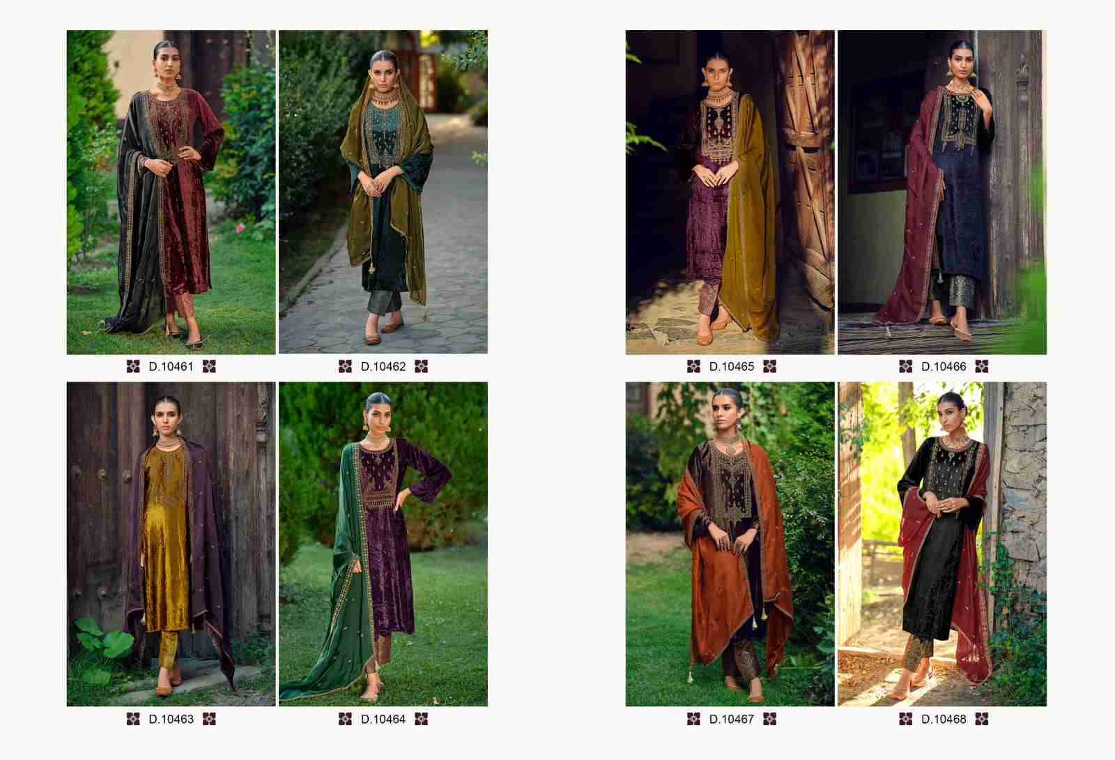 Calista By Cinderella 10461 To 10468 Series Beautiful Stylish Festive Suits Fancy Colorful Casual Wear & Ethnic Wear & Ready To Wear Pure Viscose Velvet Dresses At Wholesale Price