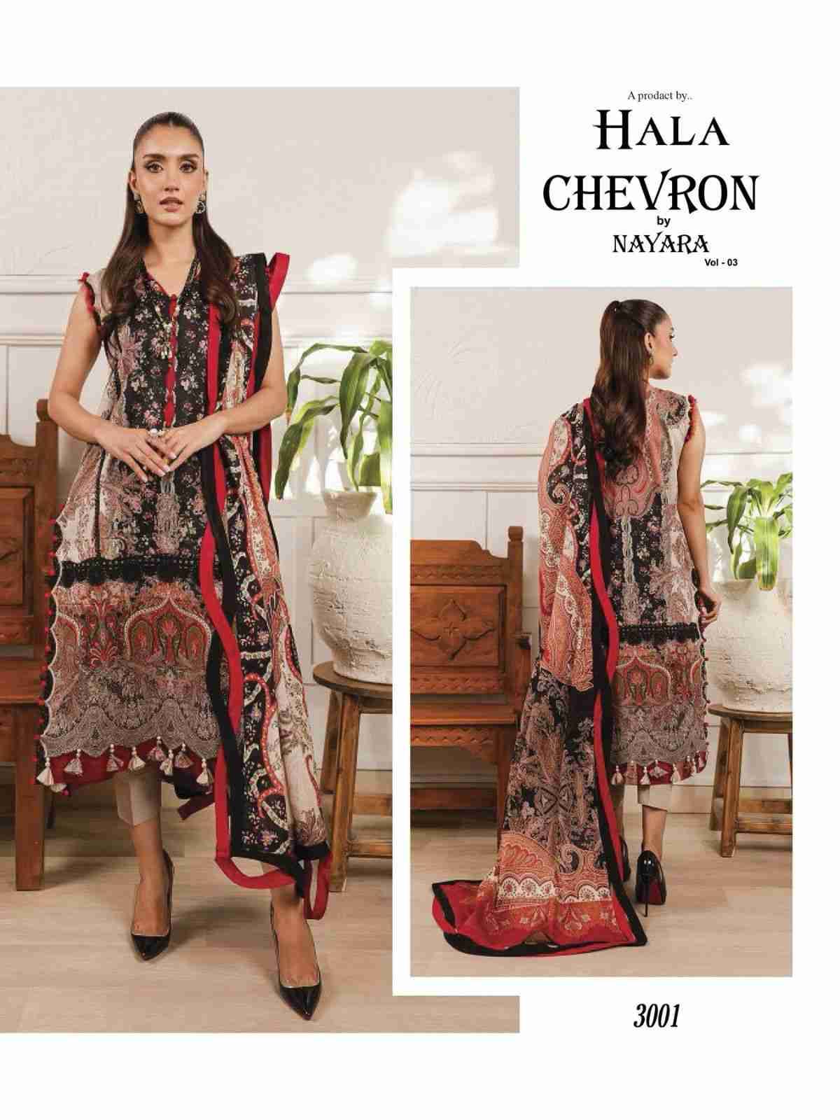 Chevron Vol-3 By Hala 3001 To 3006 Series Beautiful Festive Suits Colorful Stylish Fancy Casual Wear & Ethnic Wear Pure Cotton Print Dresses At Wholesale Price