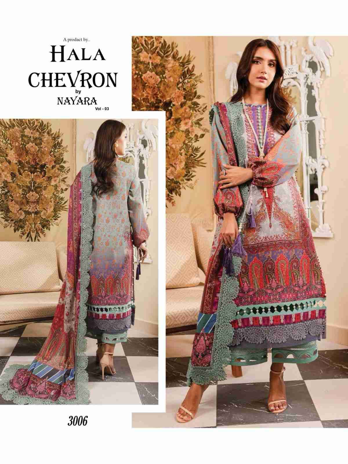 Chevron Vol-3 By Hala 3001 To 3006 Series Beautiful Festive Suits Colorful Stylish Fancy Casual Wear & Ethnic Wear Pure Cotton Print Dresses At Wholesale Price