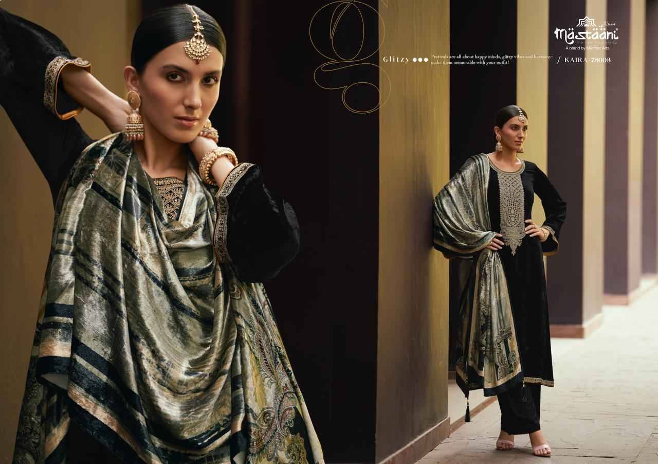 Kaira By Mastaani 73001 To 73006 Series Beautiful Festive Suits Colorful Stylish Fancy Casual Wear & Ethnic Wear Pure Viscose Velvet Dresses At Wholesale Price