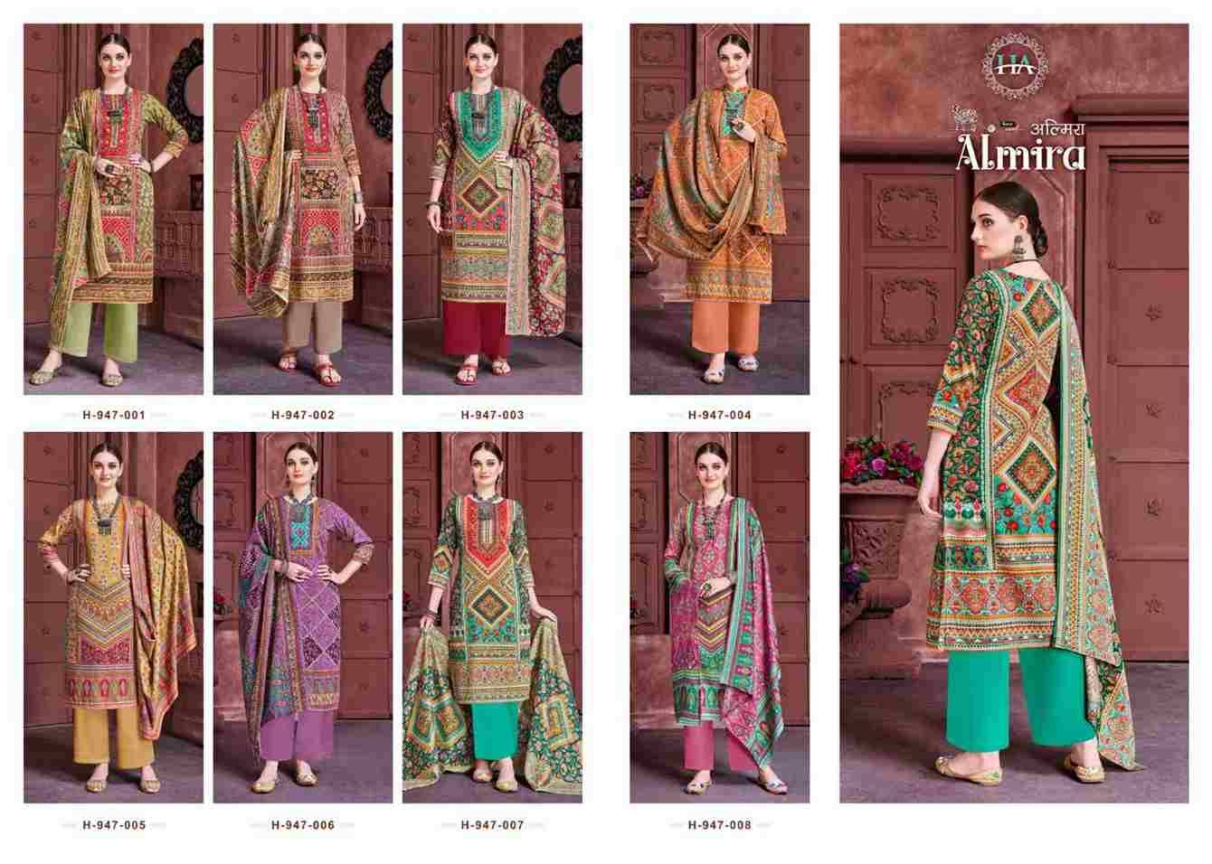 Almira By Harshit Fashion Hub 947-001 To 947-008 Series Beautiful Pakistani Suits Colorful Stylish Fancy Casual Wear & Ethnic Wear Pure Pashmina Digital Printed Dresses At Wholesale Price