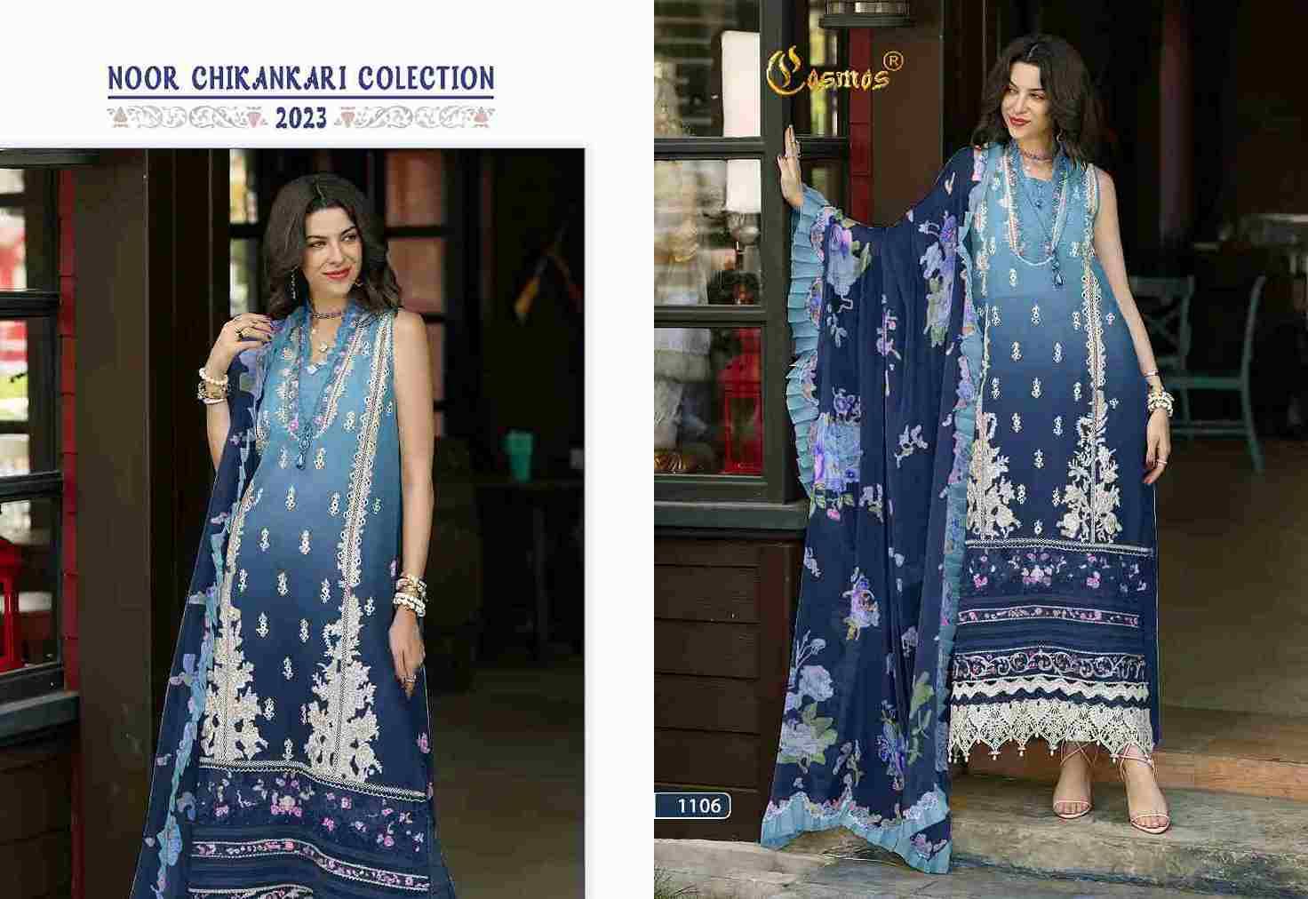 Noor Chikankari Collection-2023 By Cosmos 1101 To 1106 Series Designer Pakistani Suits Beautiful Stylish Fancy Colorful Party Wear & Occasional Wear Pure Cambric Cotton Embroidered Dresses At Wholesale Price