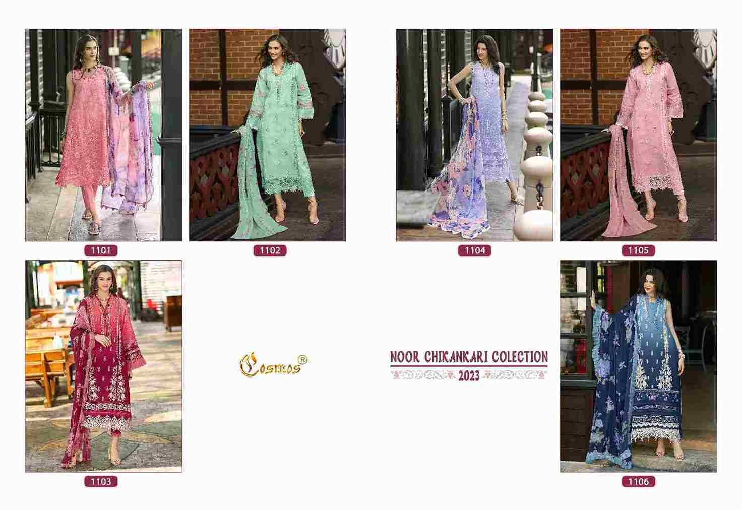 Noor Chikankari Collection-2023 By Cosmos 1101 To 1106 Series Designer Pakistani Suits Beautiful Stylish Fancy Colorful Party Wear & Occasional Wear Pure Cambric Cotton Embroidered Dresses At Wholesale Price