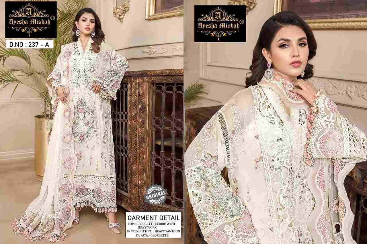 Ayesha Misbah 237 Colours By Fashid Wholesale 237-A To 237-F Series Beautiful Pakistani Suits Colorful Stylish Fancy Casual Wear & Ethnic Wear Heavy Georgette With Embroidered Dresses At Wholesale Price