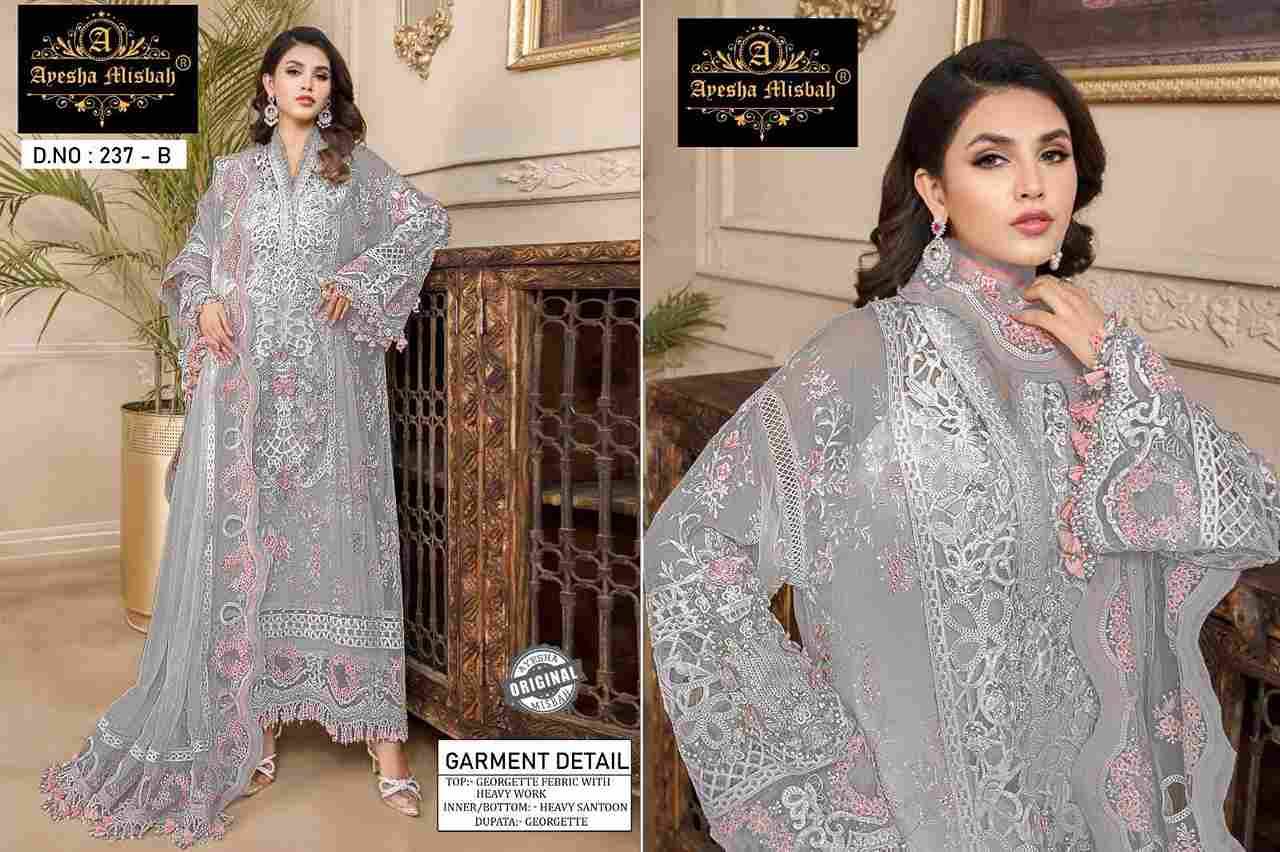 Ayesha Misbah 237 Colours By Fashid Wholesale 237-A To 237-F Series Beautiful Pakistani Suits Colorful Stylish Fancy Casual Wear & Ethnic Wear Heavy Georgette With Embroidered Dresses At Wholesale Price
