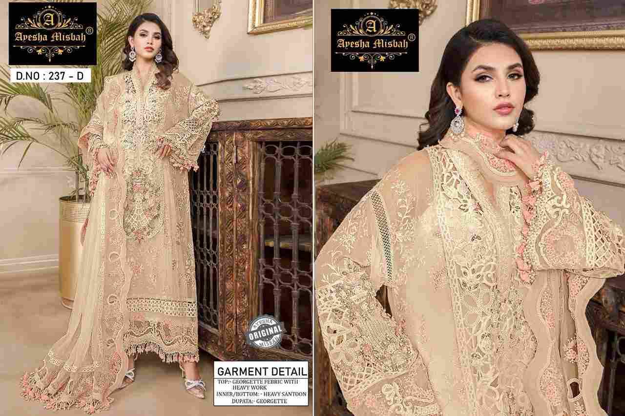 Ayesha Misbah 237 Colours By Fashid Wholesale 237-A To 237-F Series Beautiful Pakistani Suits Colorful Stylish Fancy Casual Wear & Ethnic Wear Heavy Georgette With Embroidered Dresses At Wholesale Price