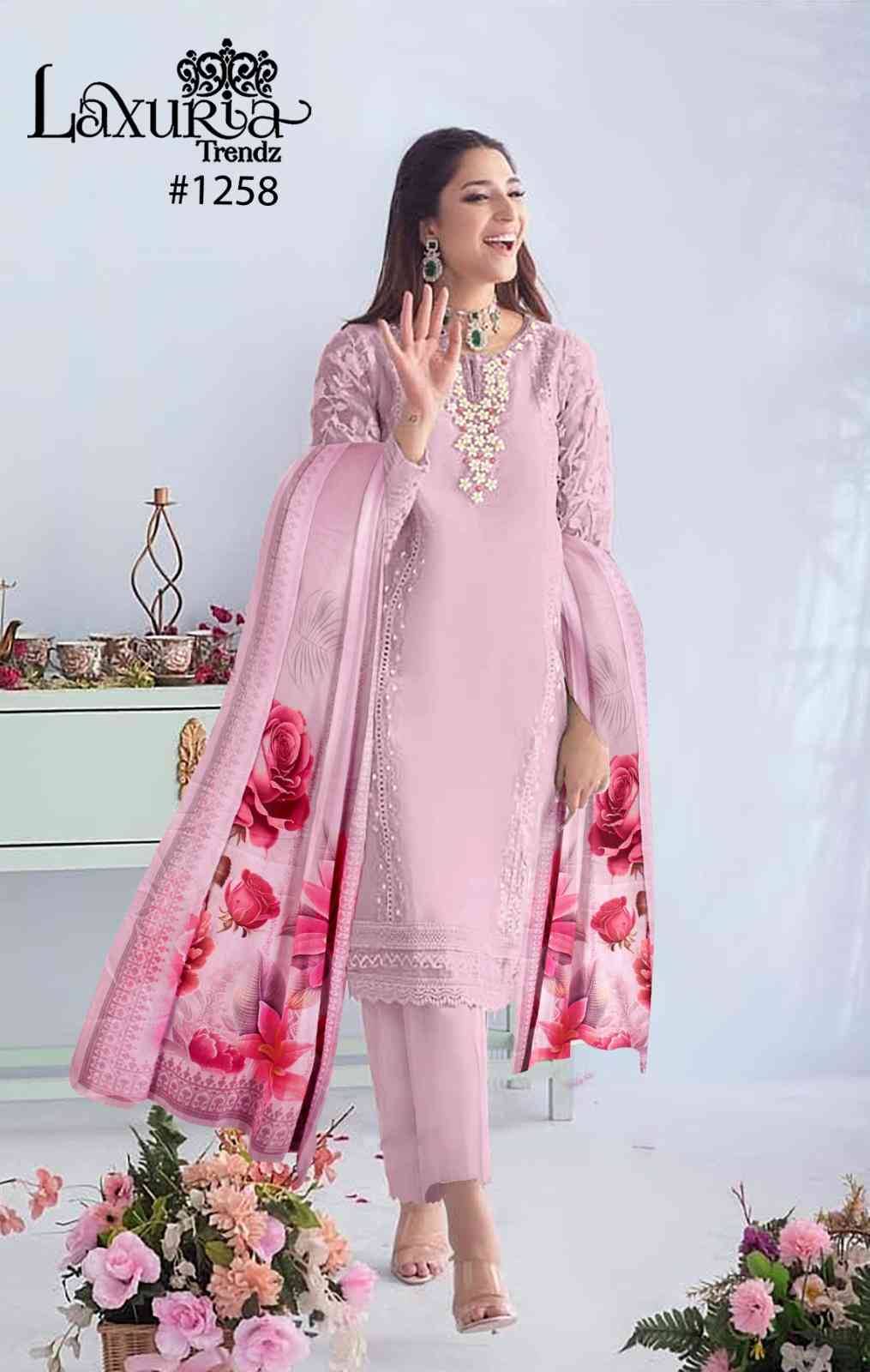 Luxuria Trendz 1258 Colours By Luxuria 1258-A To 1258-D Series Beautiful Pakistani Suits Colorful Stylish Fancy Casual Wear & Ethnic Wear Organza Embroidered Dresses At Wholesale Price