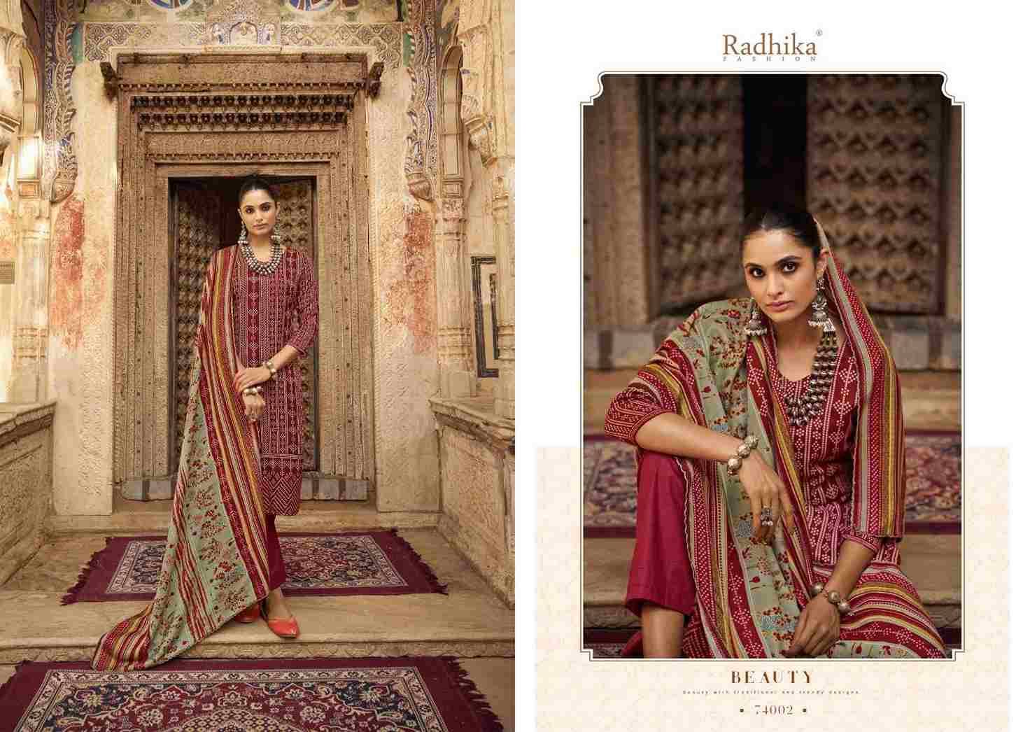 Bandhej By Radhika Fashion 74001 To 74006 Series Beautiful Festive Suits Colorful Stylish Fancy Casual Wear & Ethnic Wear Pure Pashmina Print Dresses At Wholesale Price