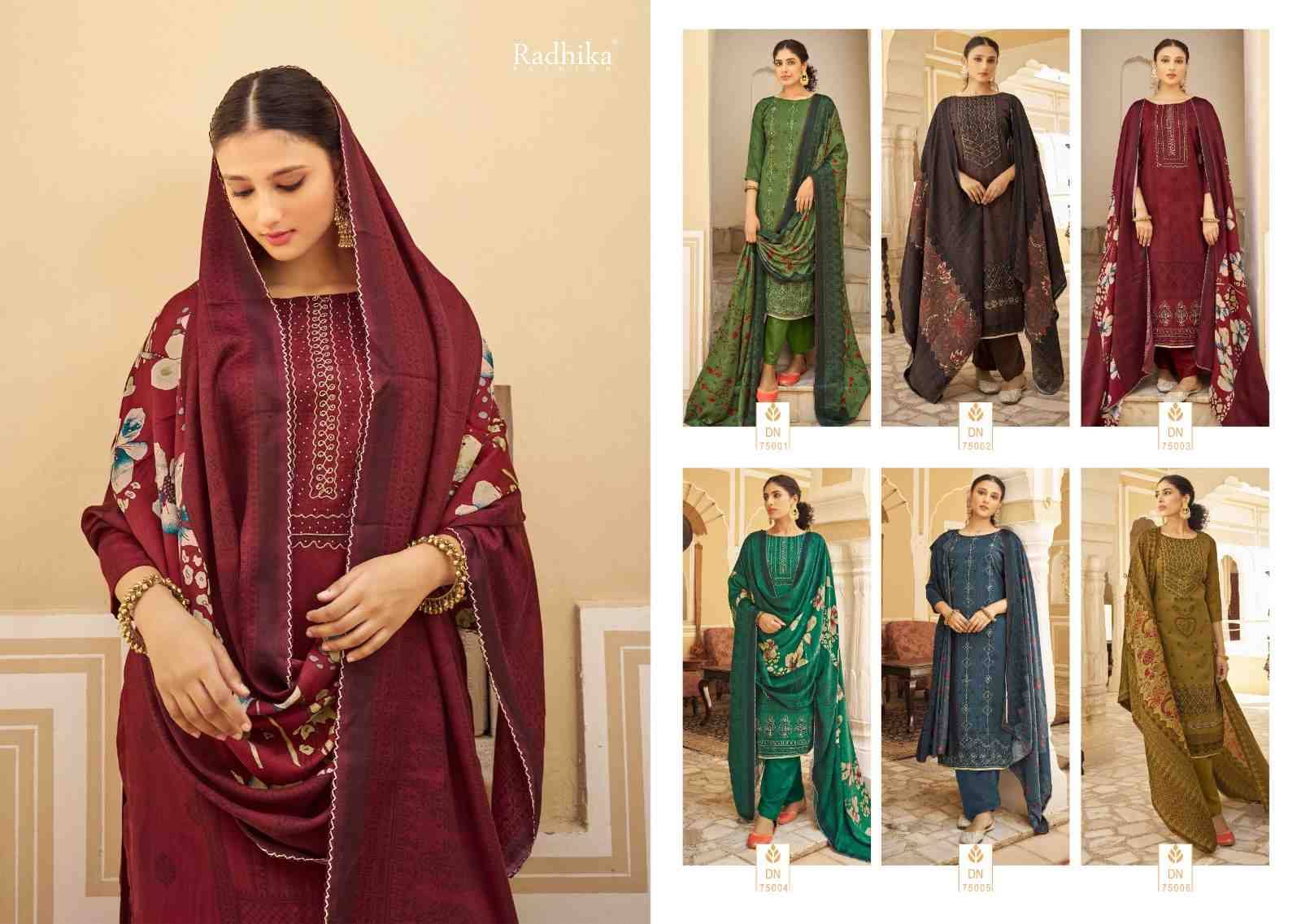 Jasmine By Radhika Fashion 75001 To 75006 Series Beautiful Festive Suits Colorful Stylish Fancy Casual Wear & Ethnic Wear Pure Pashmina Print Dresses At Wholesale Price