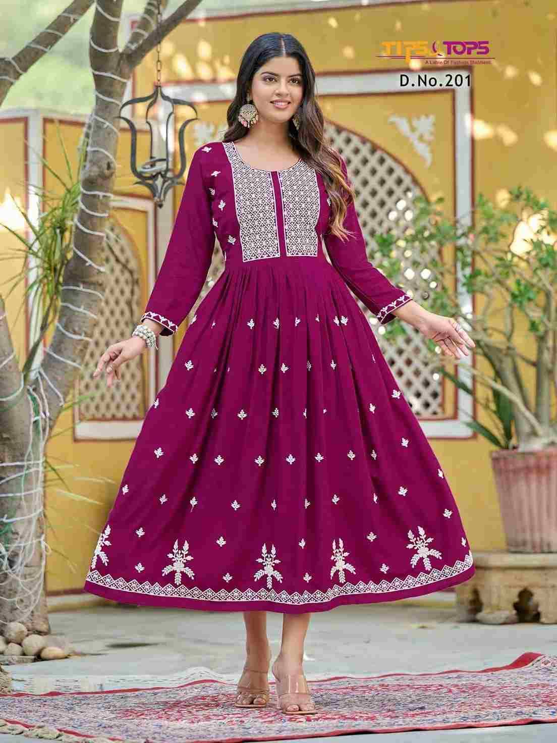Lakhnavi Vol-2 By Tips And Tops 201 To 206 Series Beautiful Stylish Fancy Colorful Casual Wear & Ethnic Wear Rayon Slub Gowns At Wholesale Price