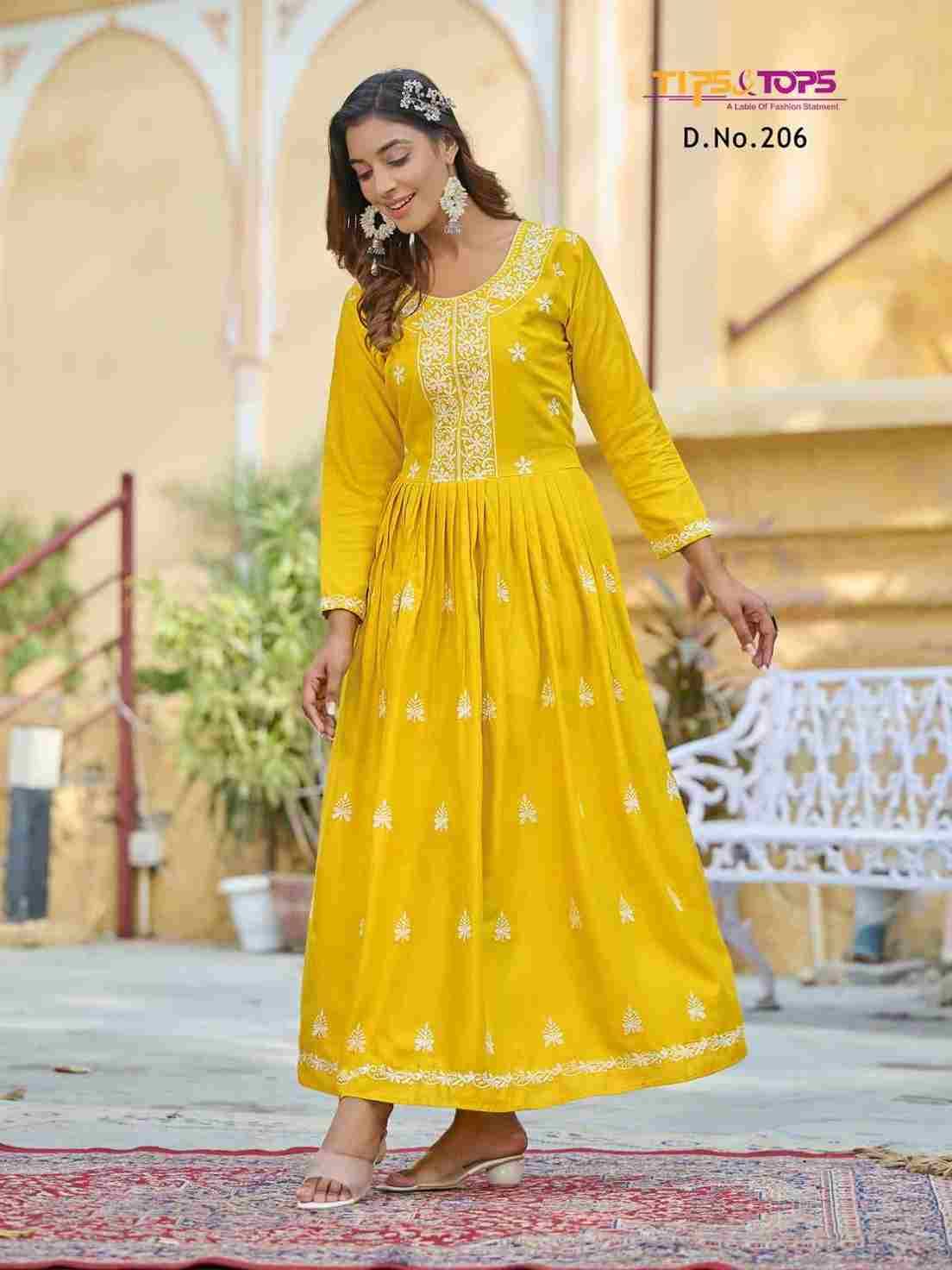 Lakhnavi Vol-2 By Tips And Tops 201 To 206 Series Beautiful Stylish Fancy Colorful Casual Wear & Ethnic Wear Rayon Slub Gowns At Wholesale Price